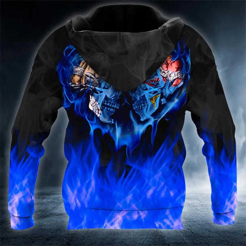 Alternative view of Forever Together Couple Skull 3D All Over Print Hoodie