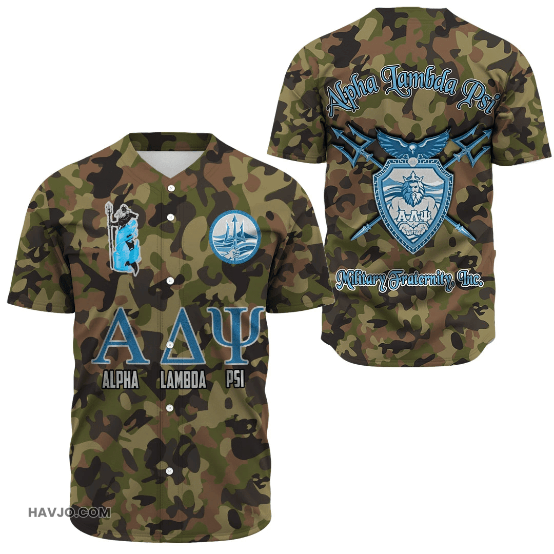 Fraternity Alpha Lambda Psi Camo Baseball Jersey