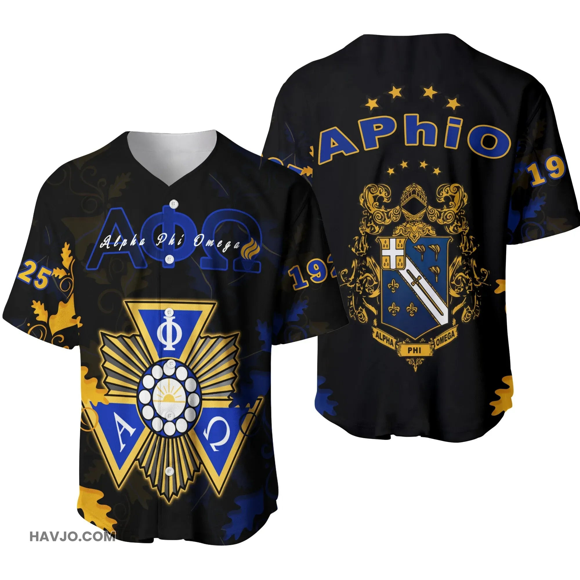 Fraternity Alpha Phi Omega mix Oakleaf APhiO Baseball Jersey