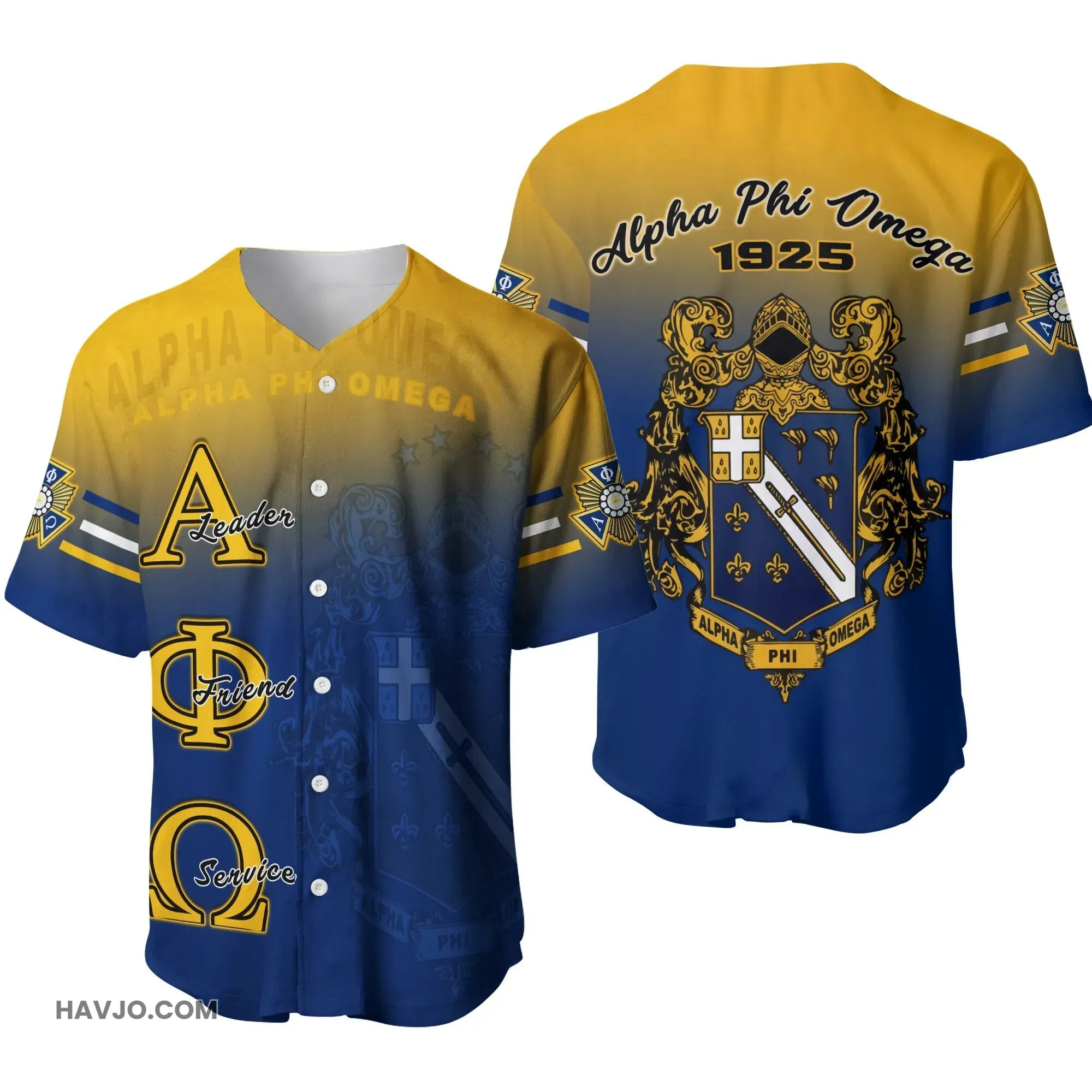 Fraternity Alpha Phi Omega Motto APO Baseball Jersey