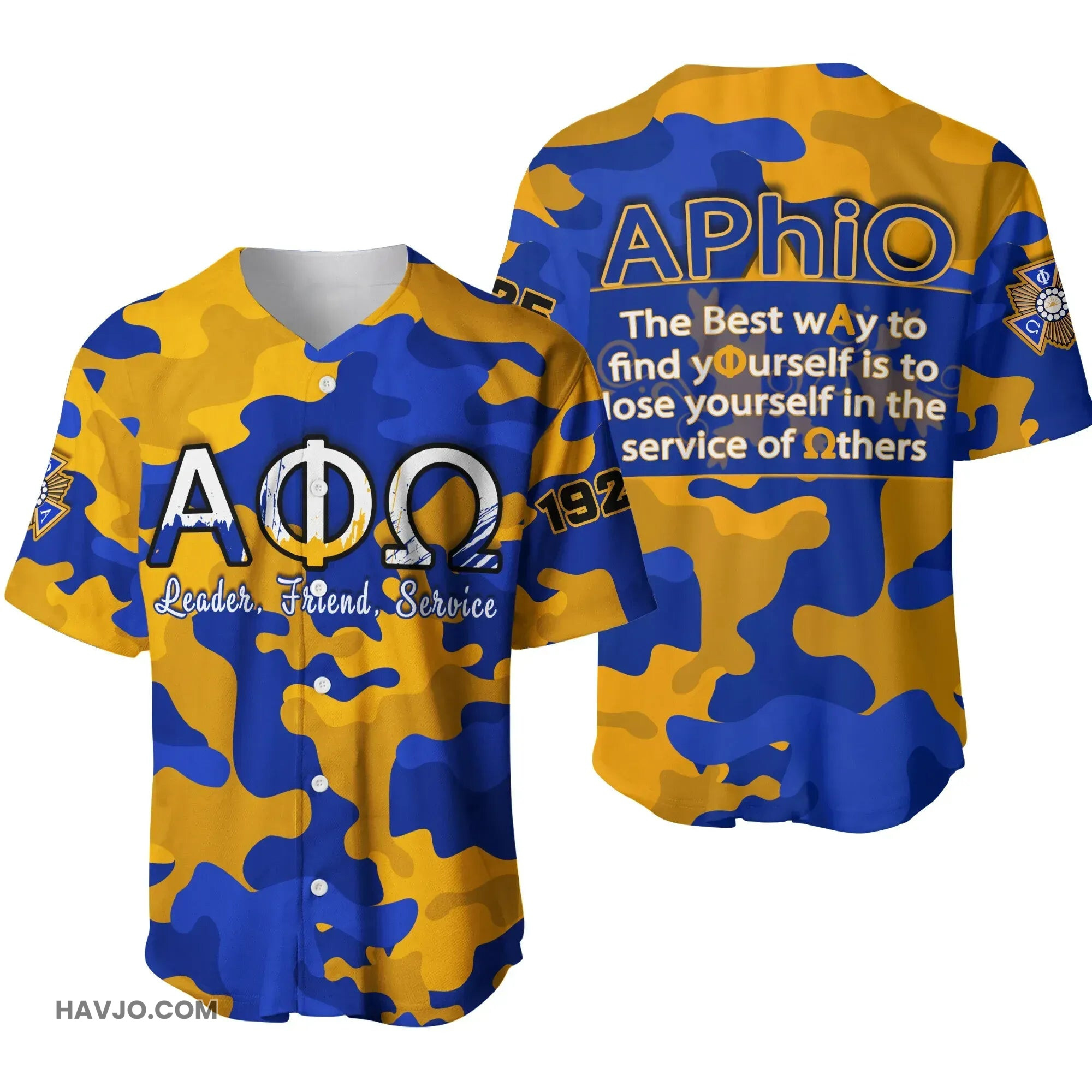 Fraternity Alpha Phi Omega Version Camouflage Baseball Jersey