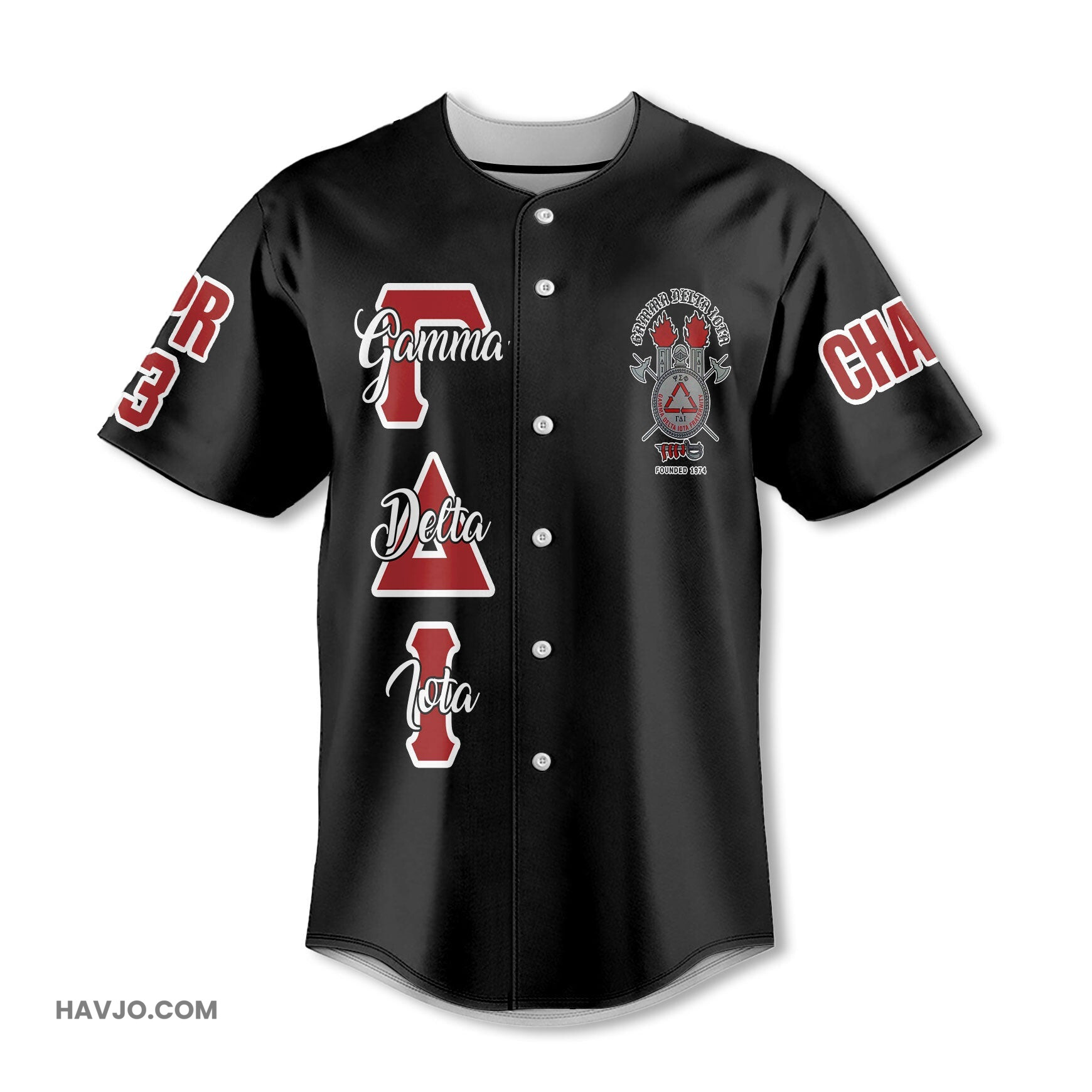 Fraternity Gamma Delta Iota Black Original Style Baseball Jersey