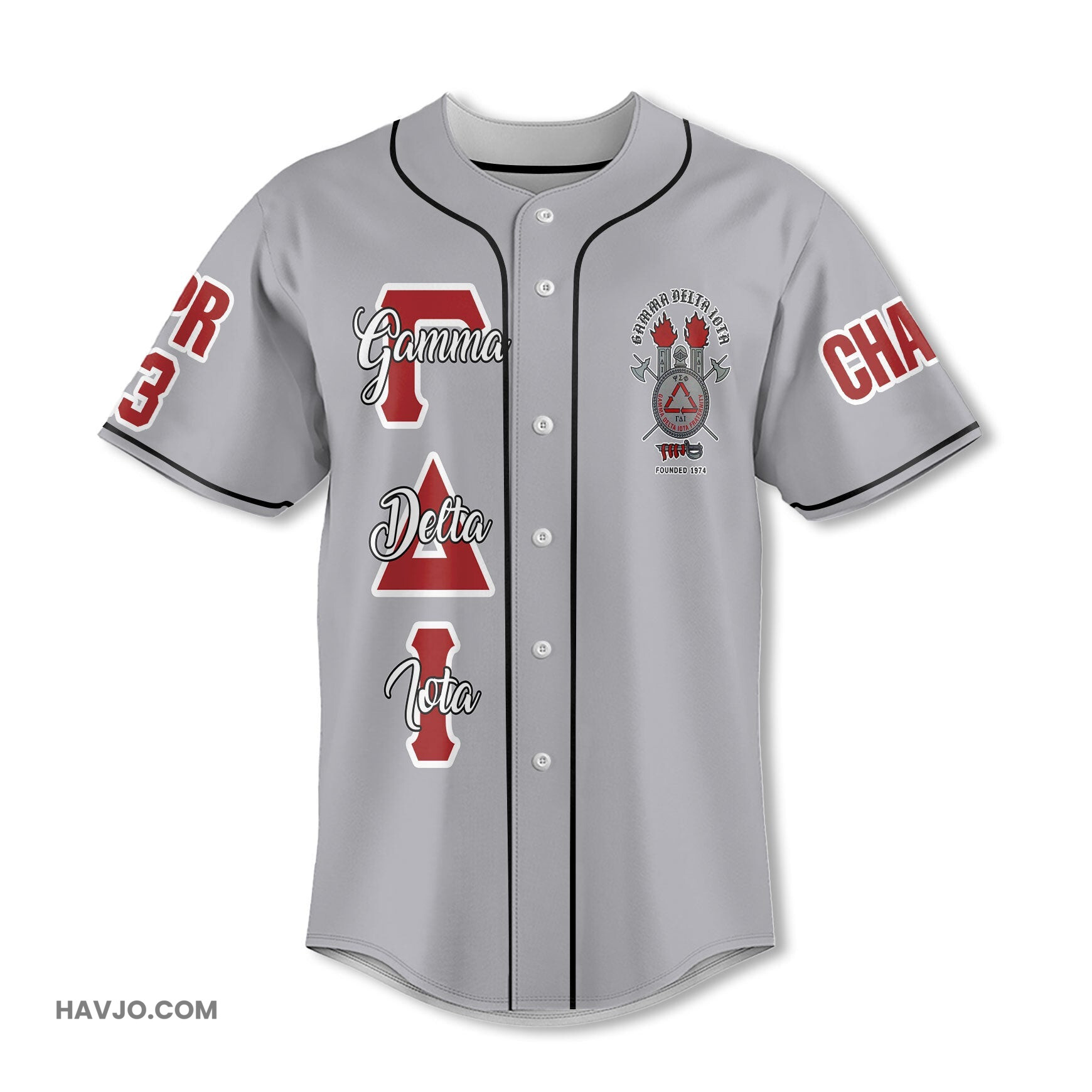 Fraternity Gamma Delta Iota Grey Original Style Baseball Jersey