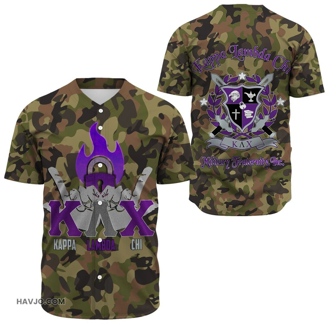 Fraternity Kappa Lambda Chi Camo Baseball Jersey