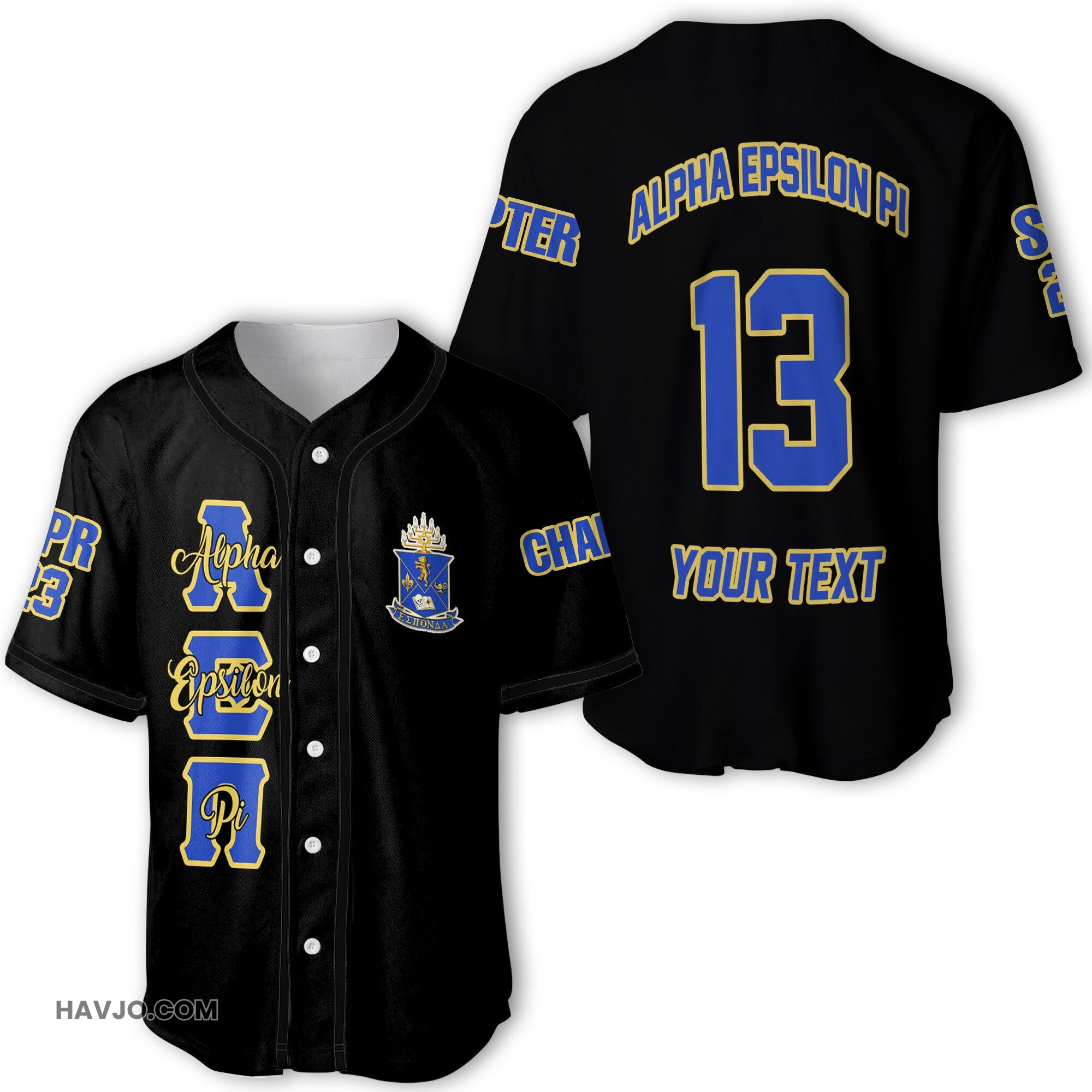 Fraternity Personalized Alpha Epsilon Pi Original Dark Style Baseball Jersey