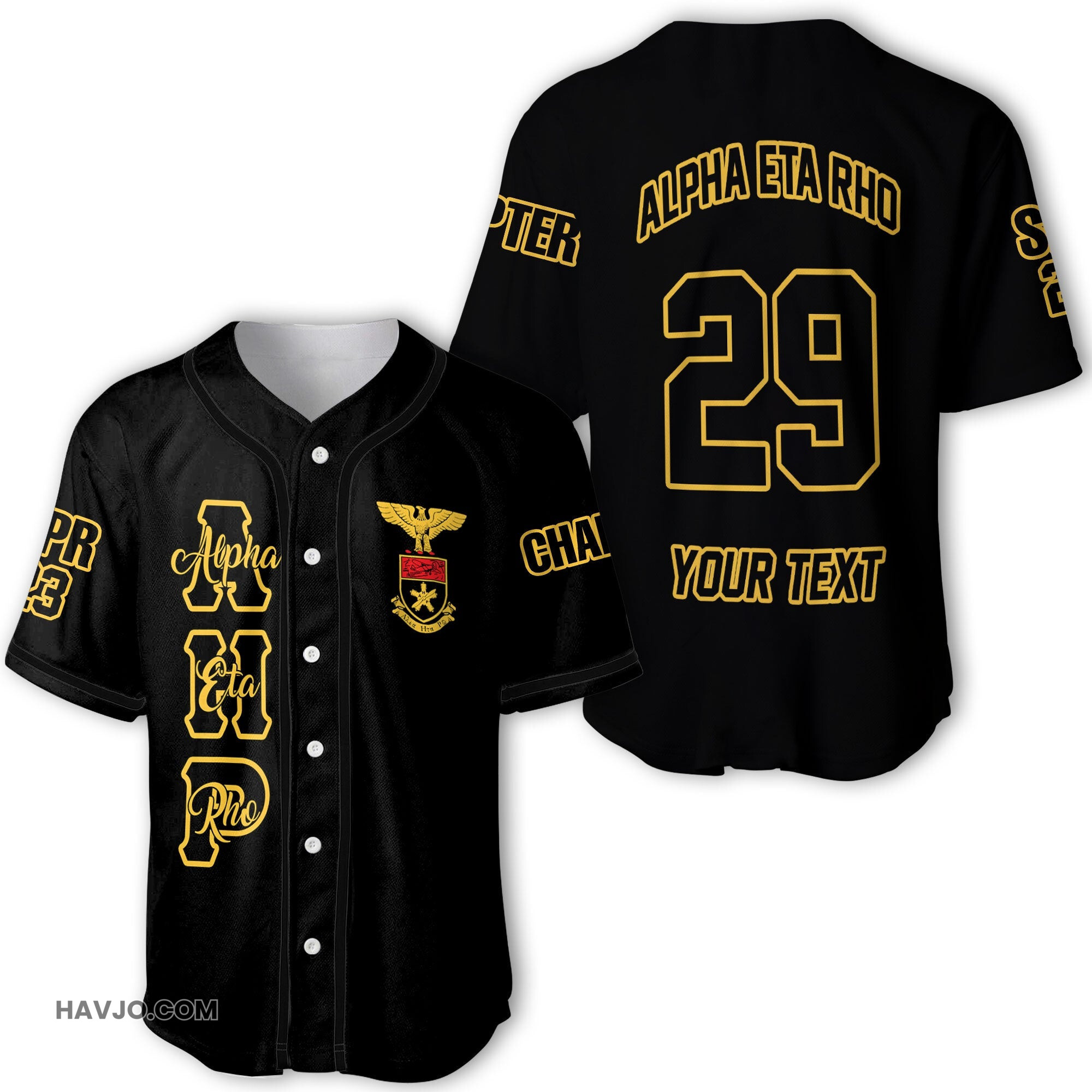 Fraternity Personalized Alpha Eta Rho Original Dark Style Baseball Jersey