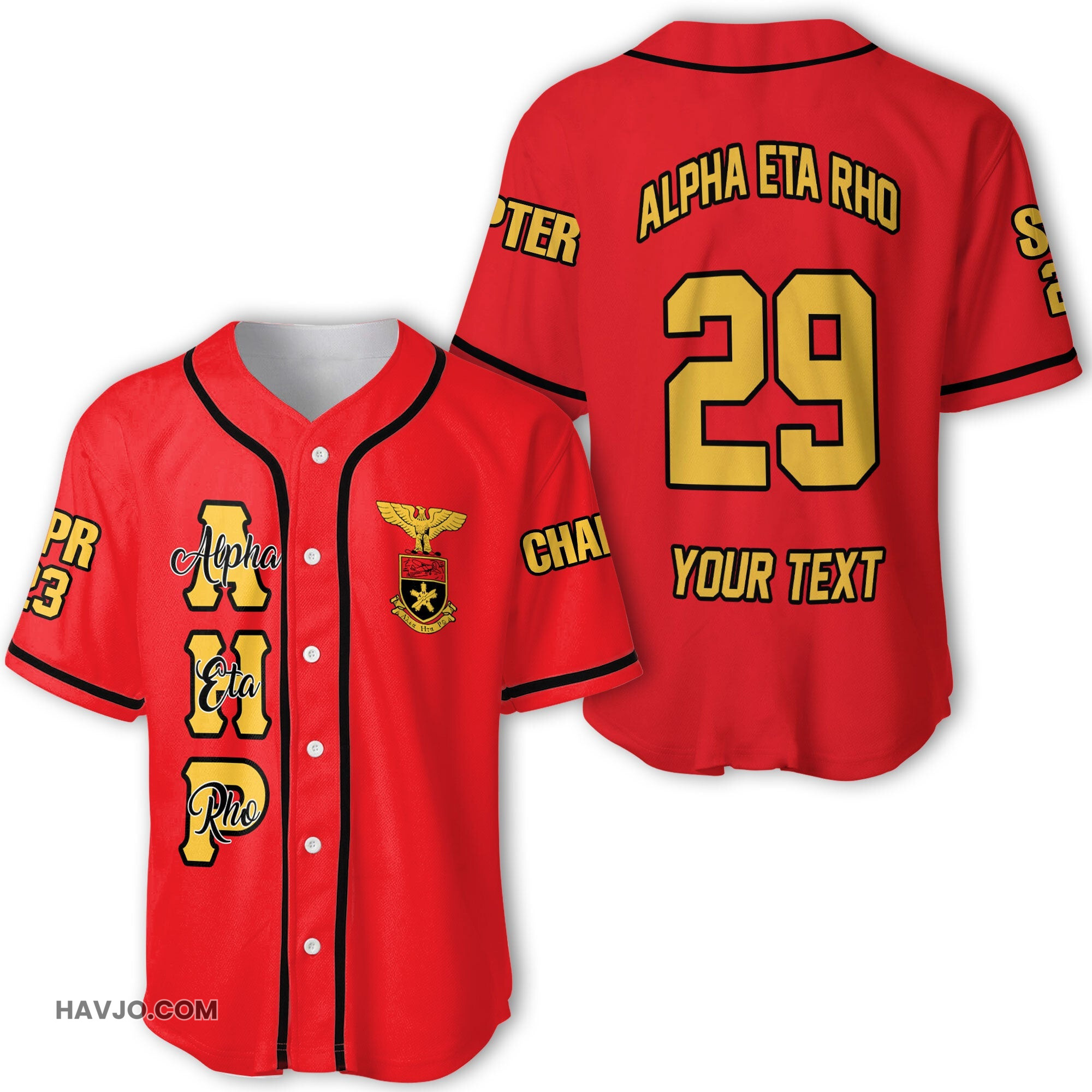 Fraternity Personalized Alpha Eta Rho Original Red Style Baseball Jersey