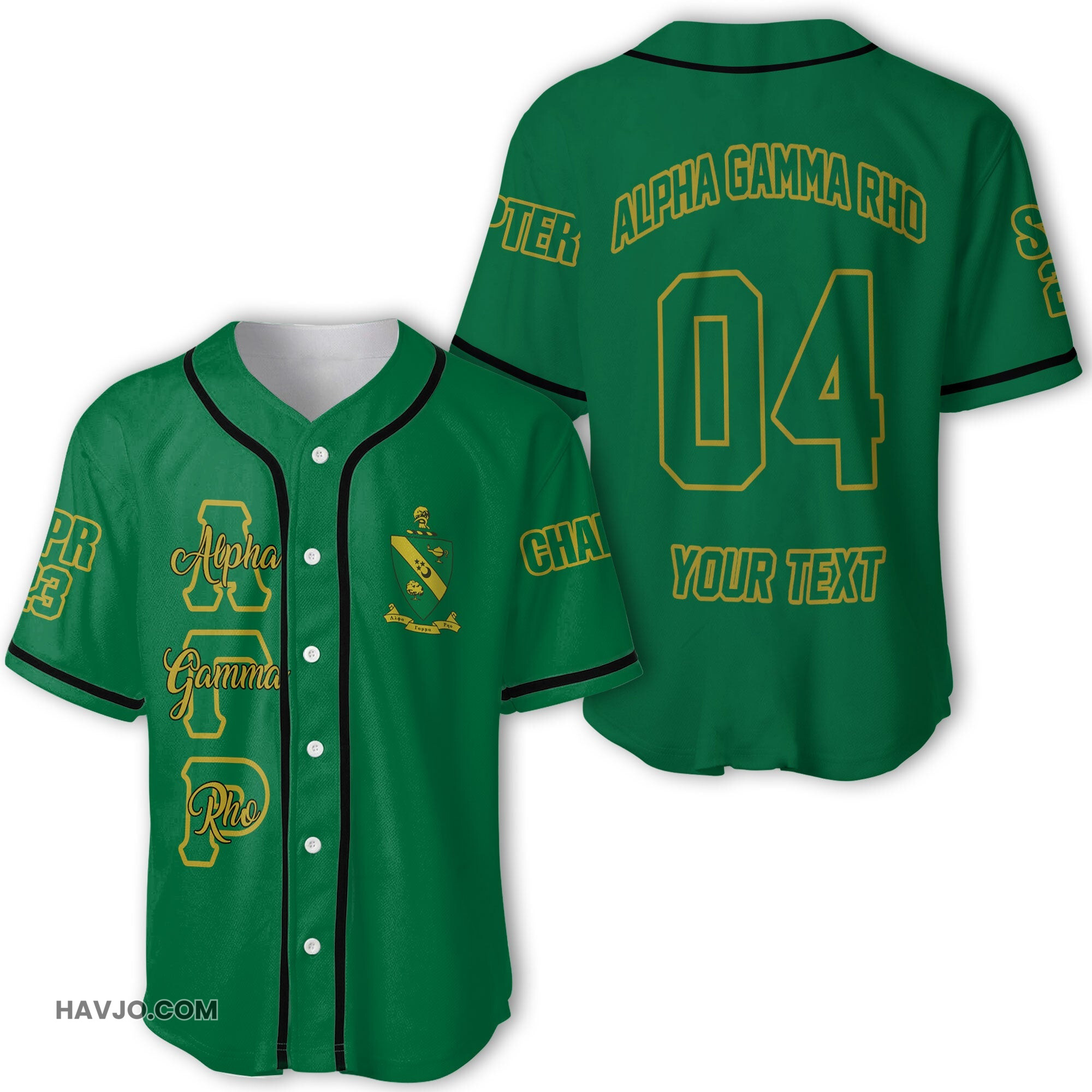 Fraternity Personalized Alpha Gamma Rho Original Dark Green Baseball Jersey