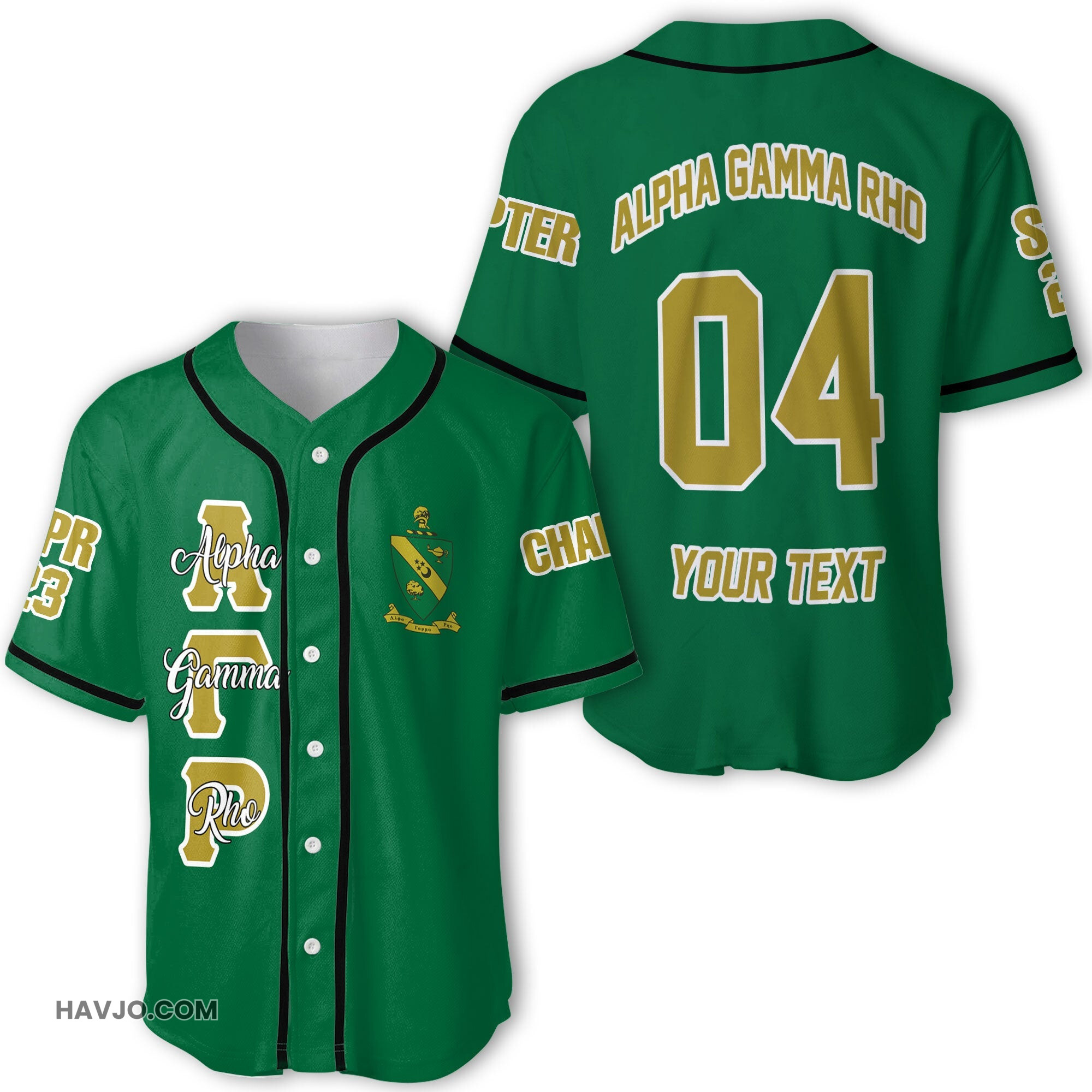 Fraternity Personalized Alpha Gamma Rho Original Dark Green Style Ver 1 Baseball Jersey
