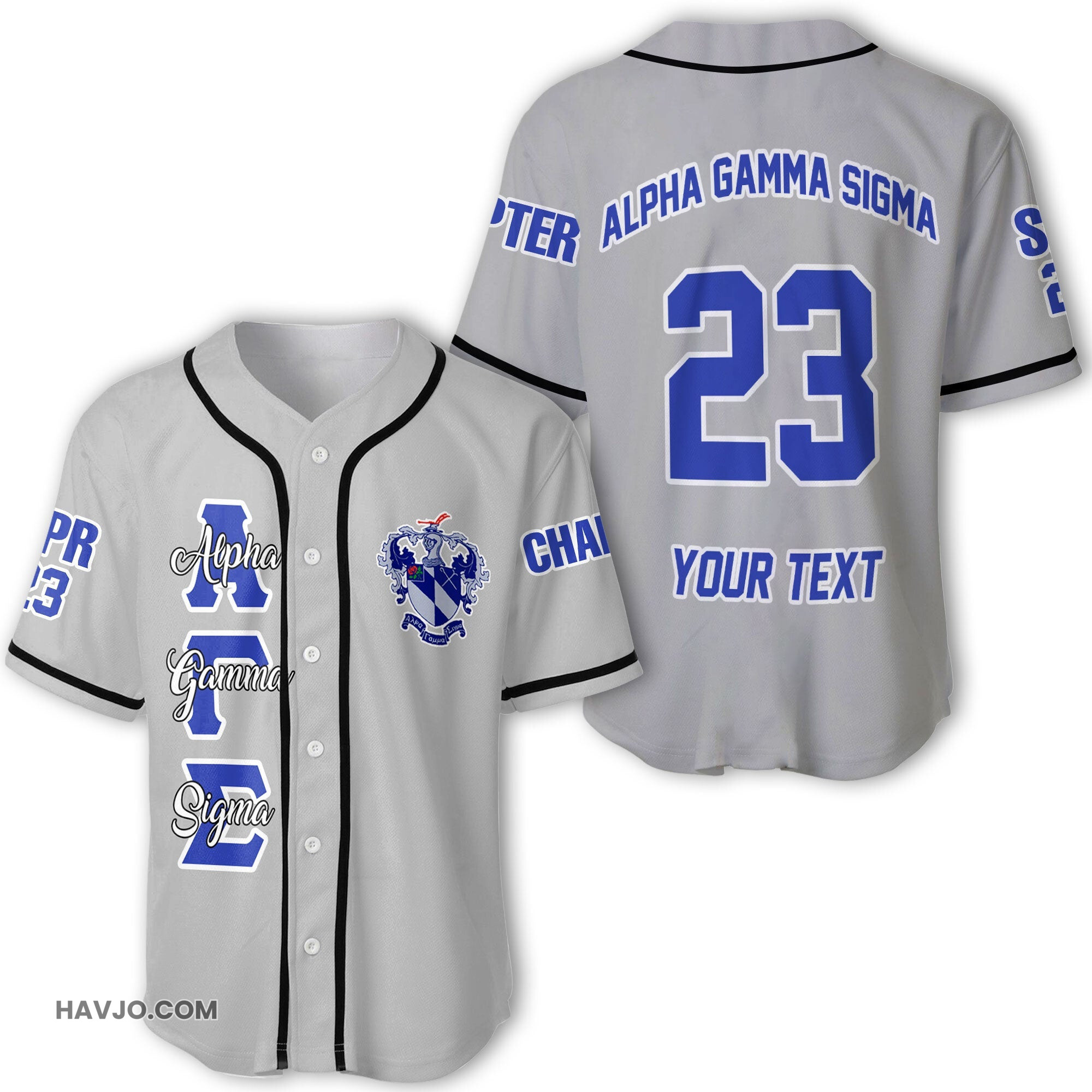 Fraternity Personalized Alpha Gamma Sigma Original Silver Style Baseball Jersey