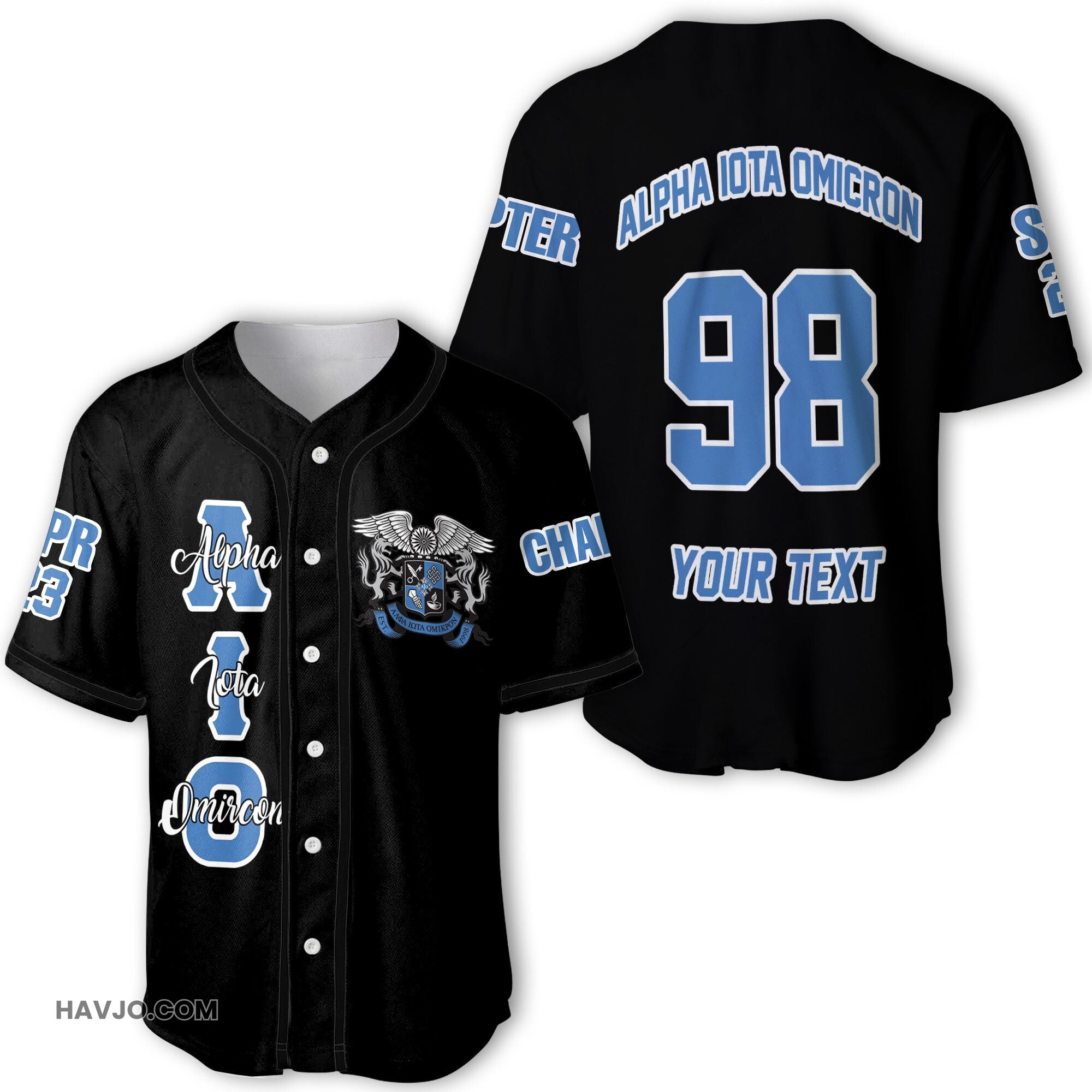 Fraternity Personalized Alpha Iota Omicron Original Dark Style Baseball Jersey