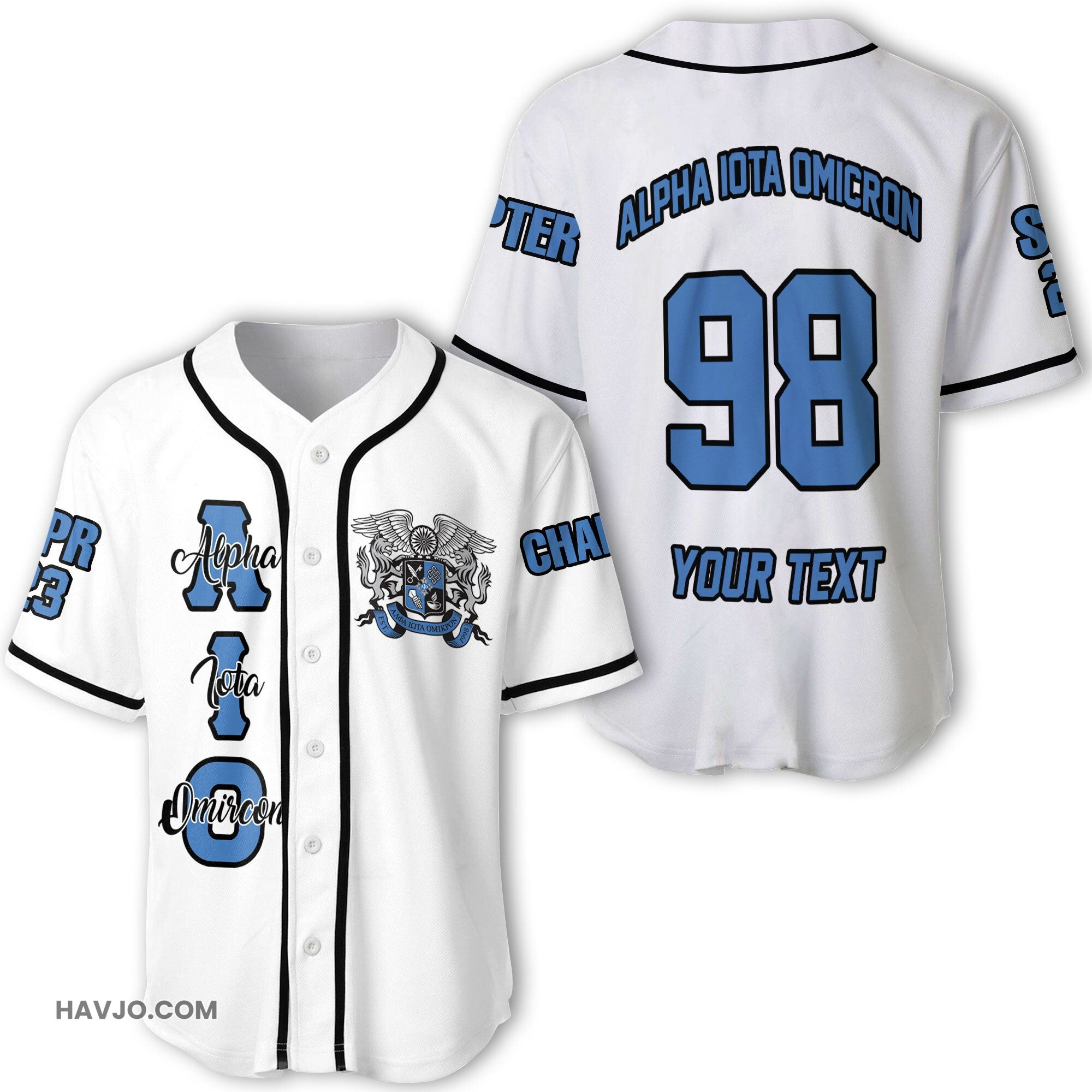 Fraternity Personalized Alpha Iota Omicron Original White Style Baseball Jersey