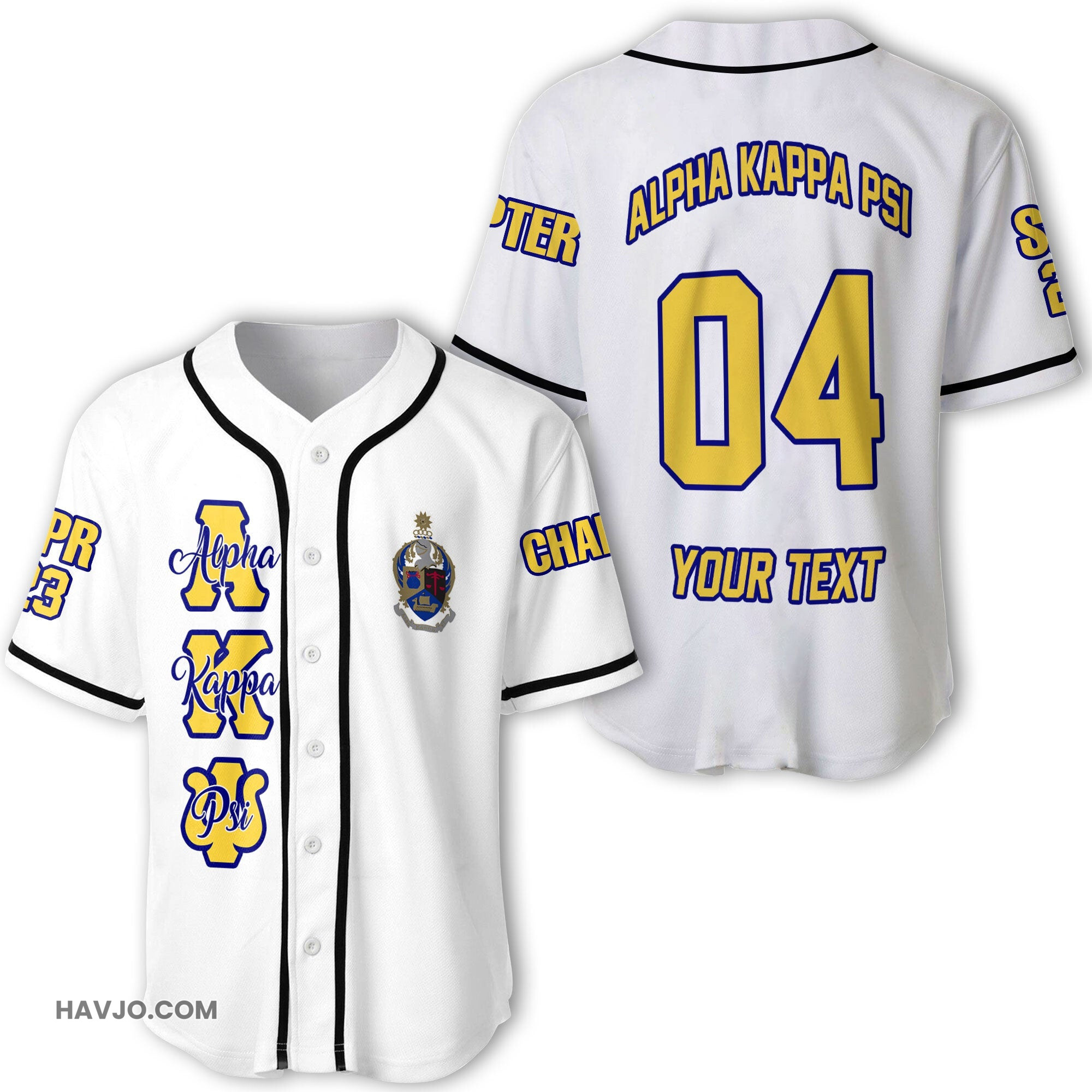 Fraternity Personalized Alpha Kappa Psi Original White Style Baseball Jersey