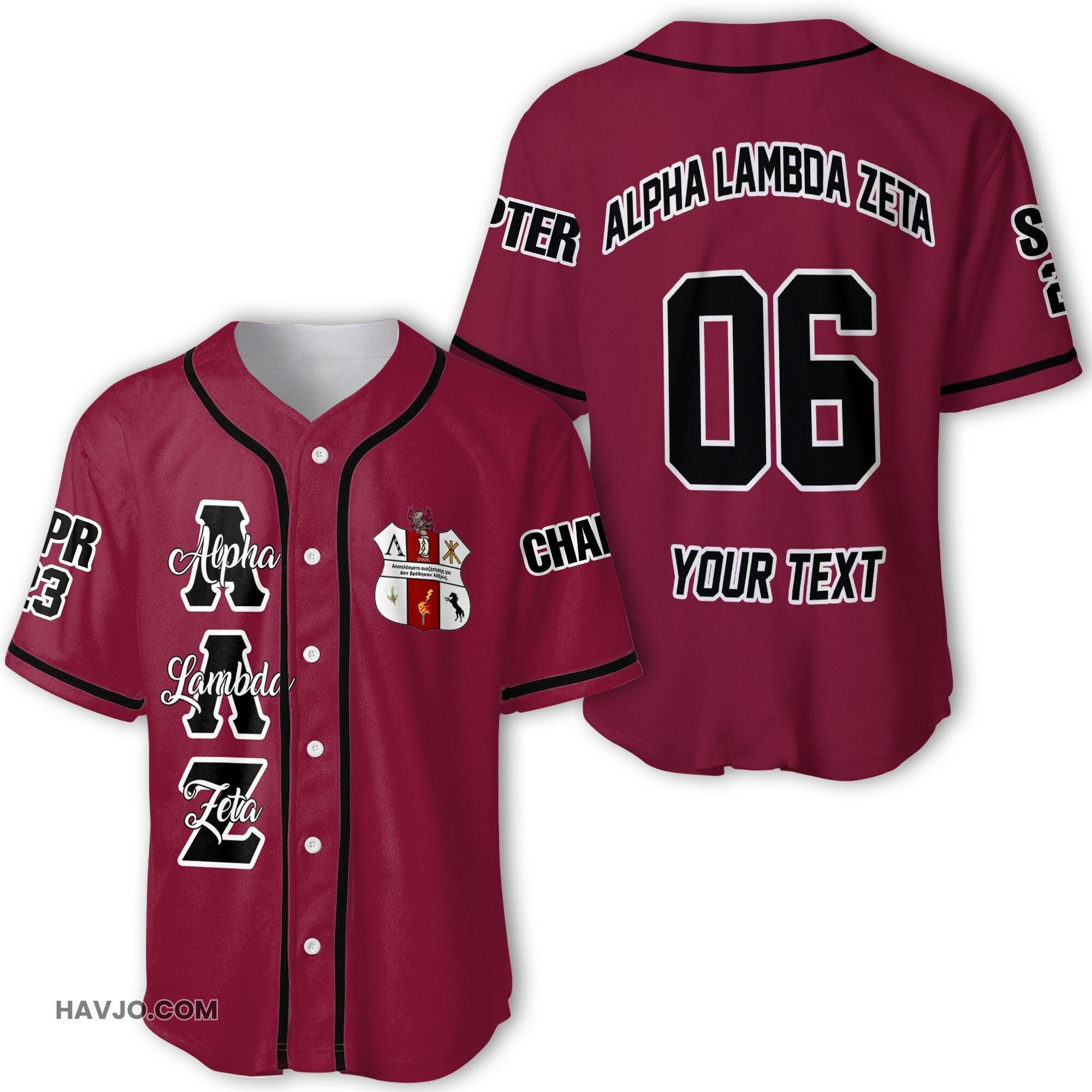 Fraternity Personalized Alpha Lambda Zeta Original Wine Style Baseball Jersey