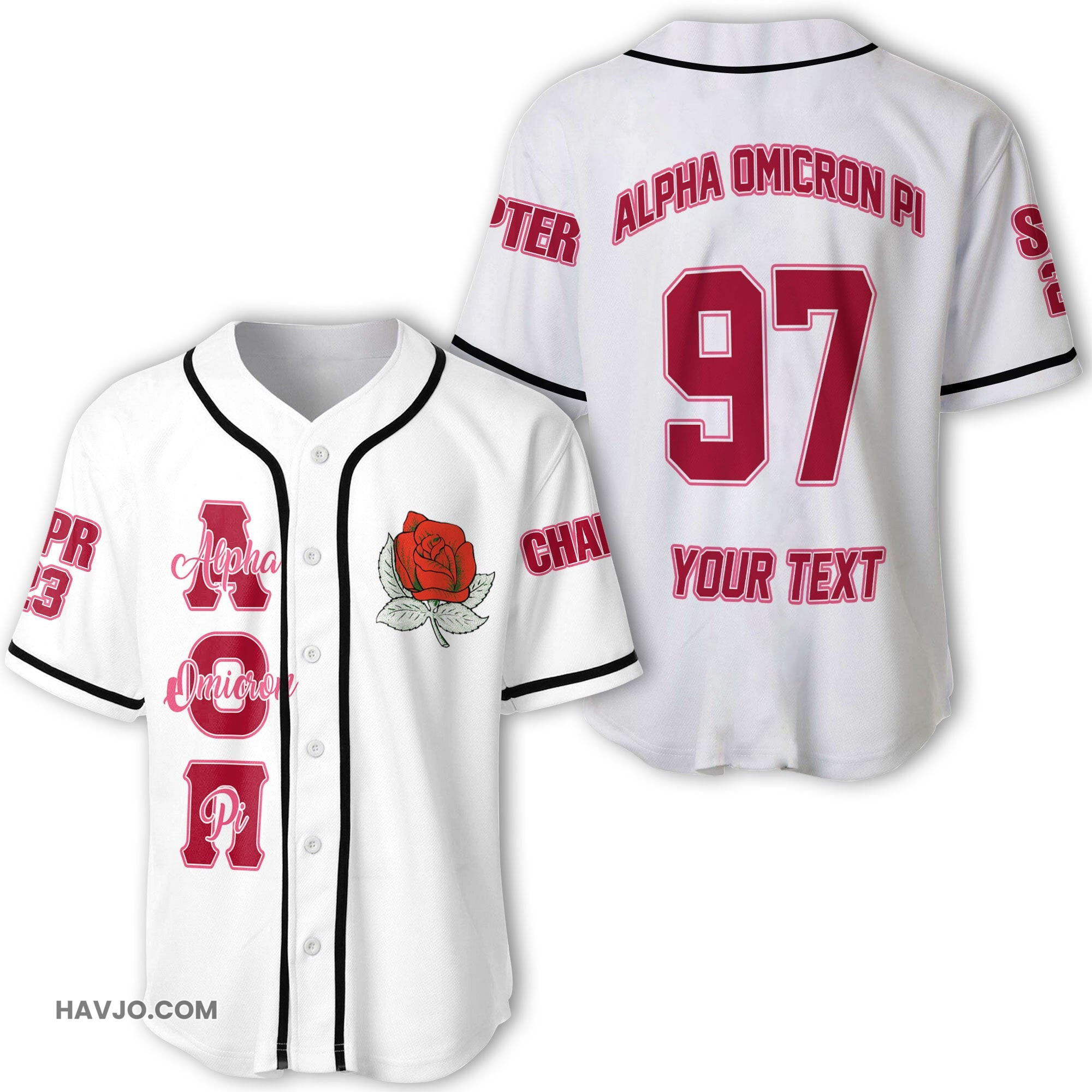 Fraternity Personalized Alpha Omicron Pi Original White Style Baseball Jersey