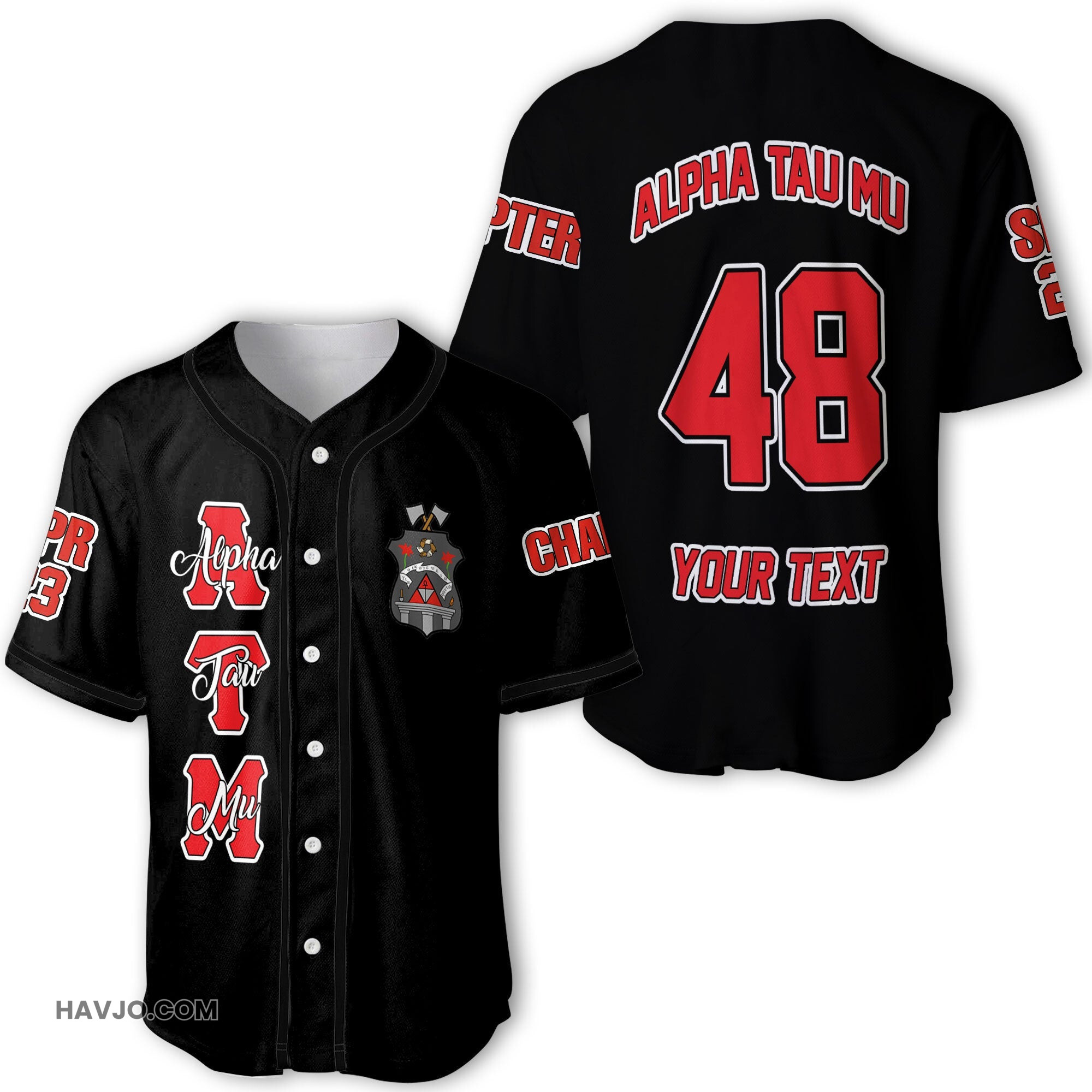 Fraternity Personalized Alpha Tau Mu Original Dark Style Baseball Jersey
