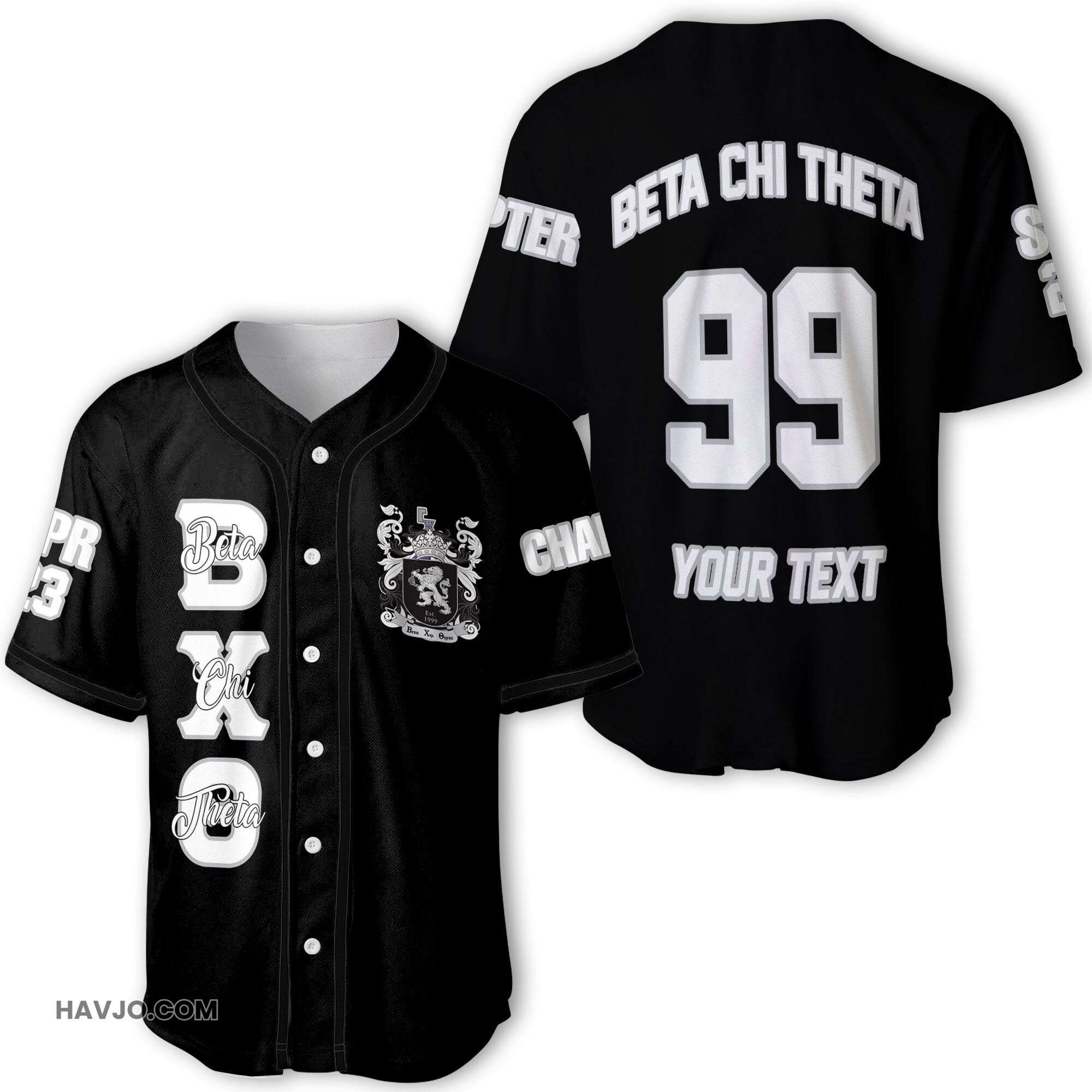 Fraternity Personalized Beta Chi Theta Original Dark Style Baseball Jersey