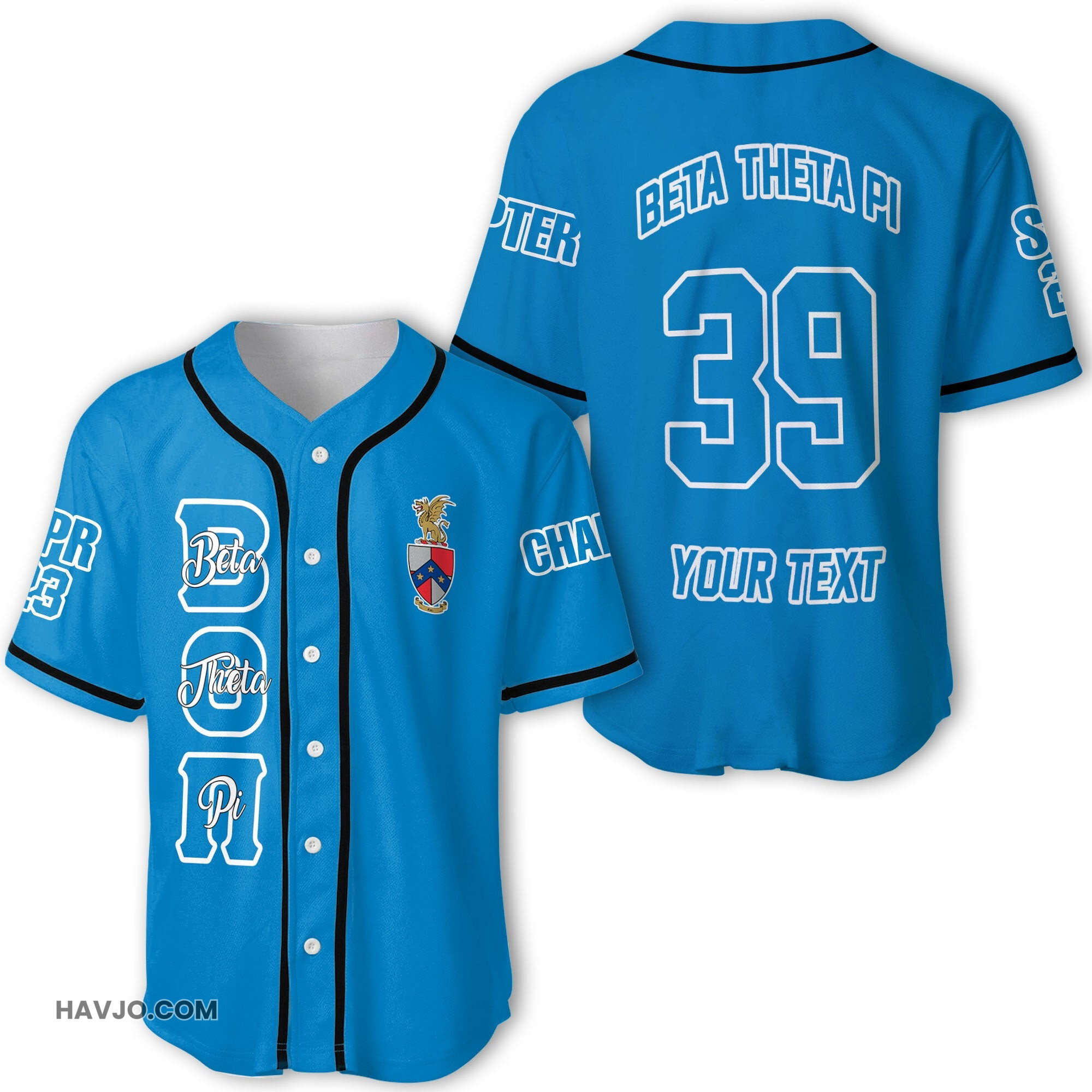 Fraternity Personalized Beta Theta Pi Original Blue Style Baseball Jersey