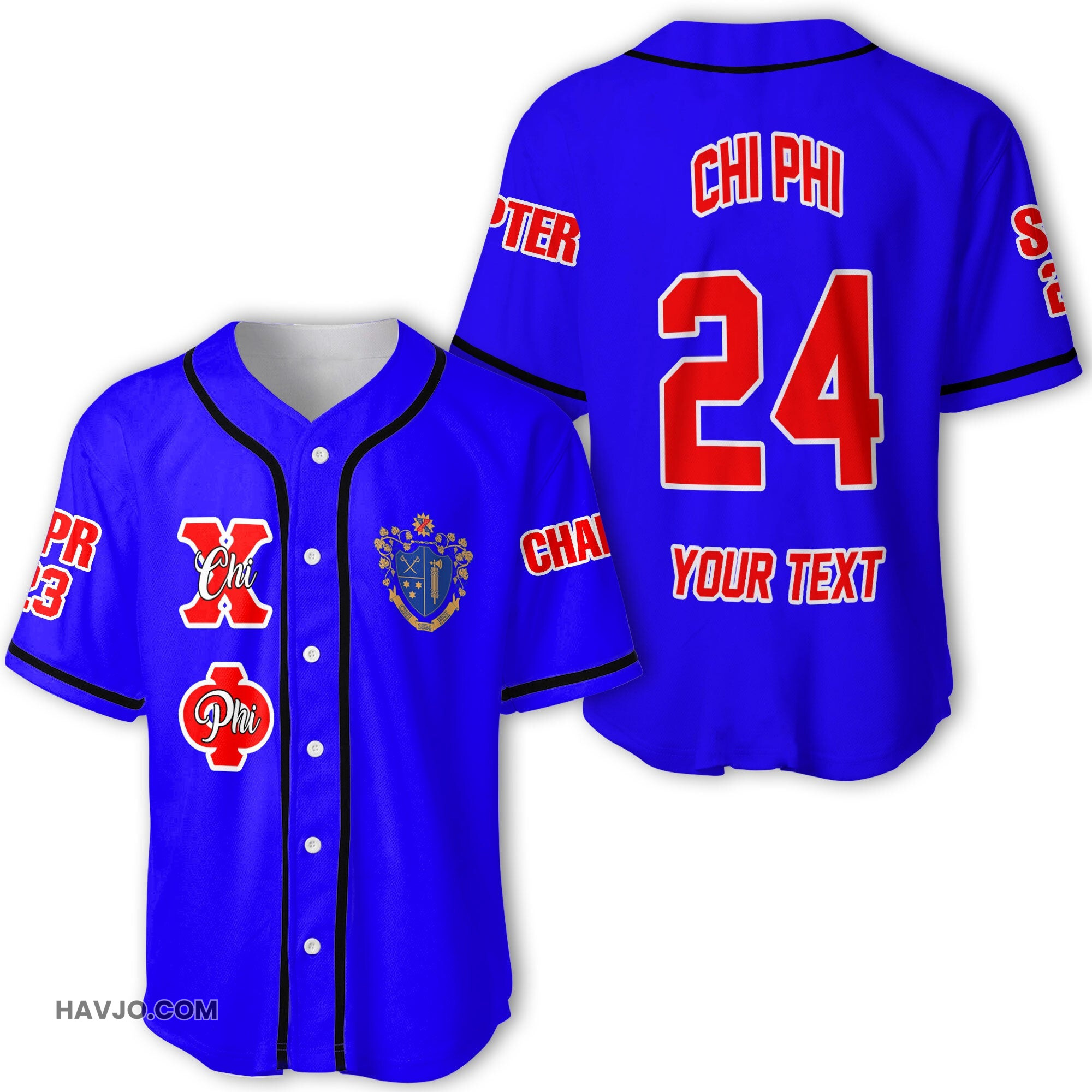 Fraternity Personalized Chi Phi Original Blue Style Baseball Jersey