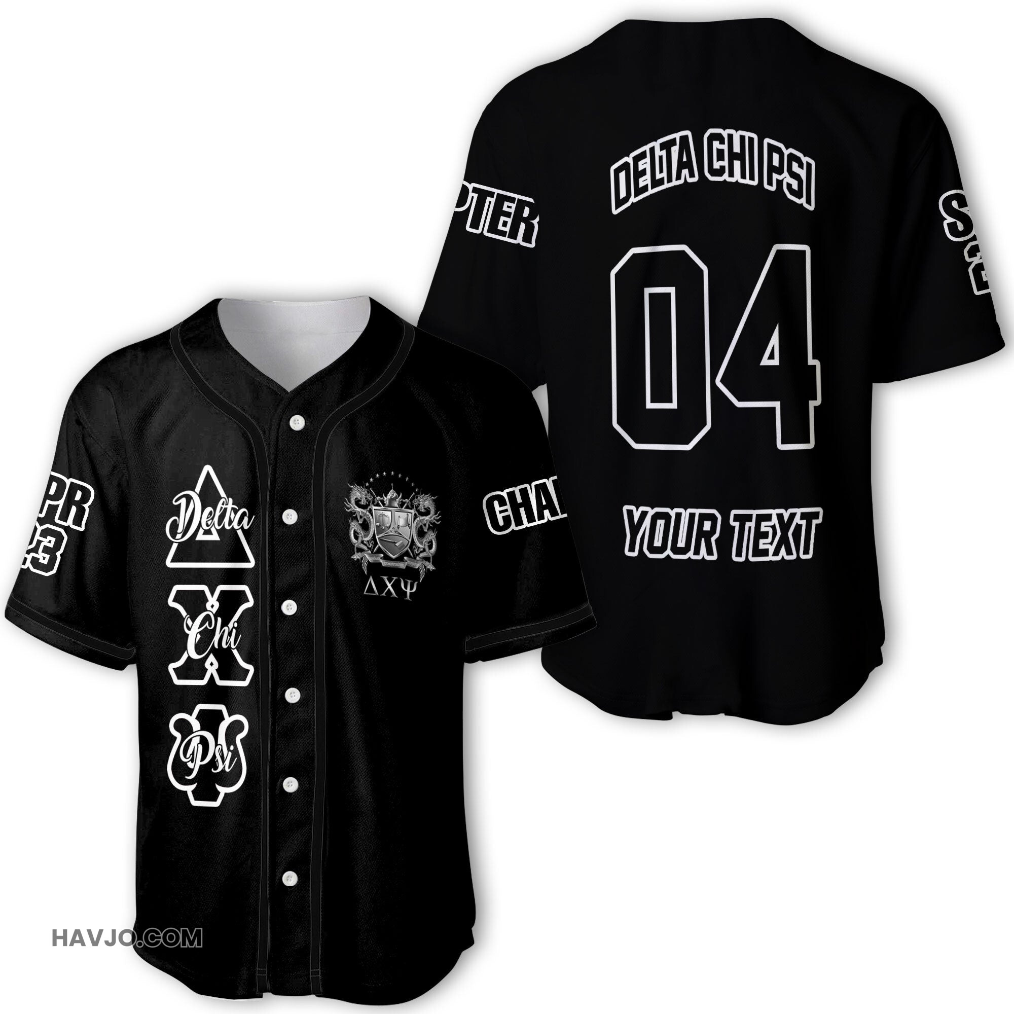 Fraternity Personalized Delta Chi Psi Original Dark Style Baseball Jersey
