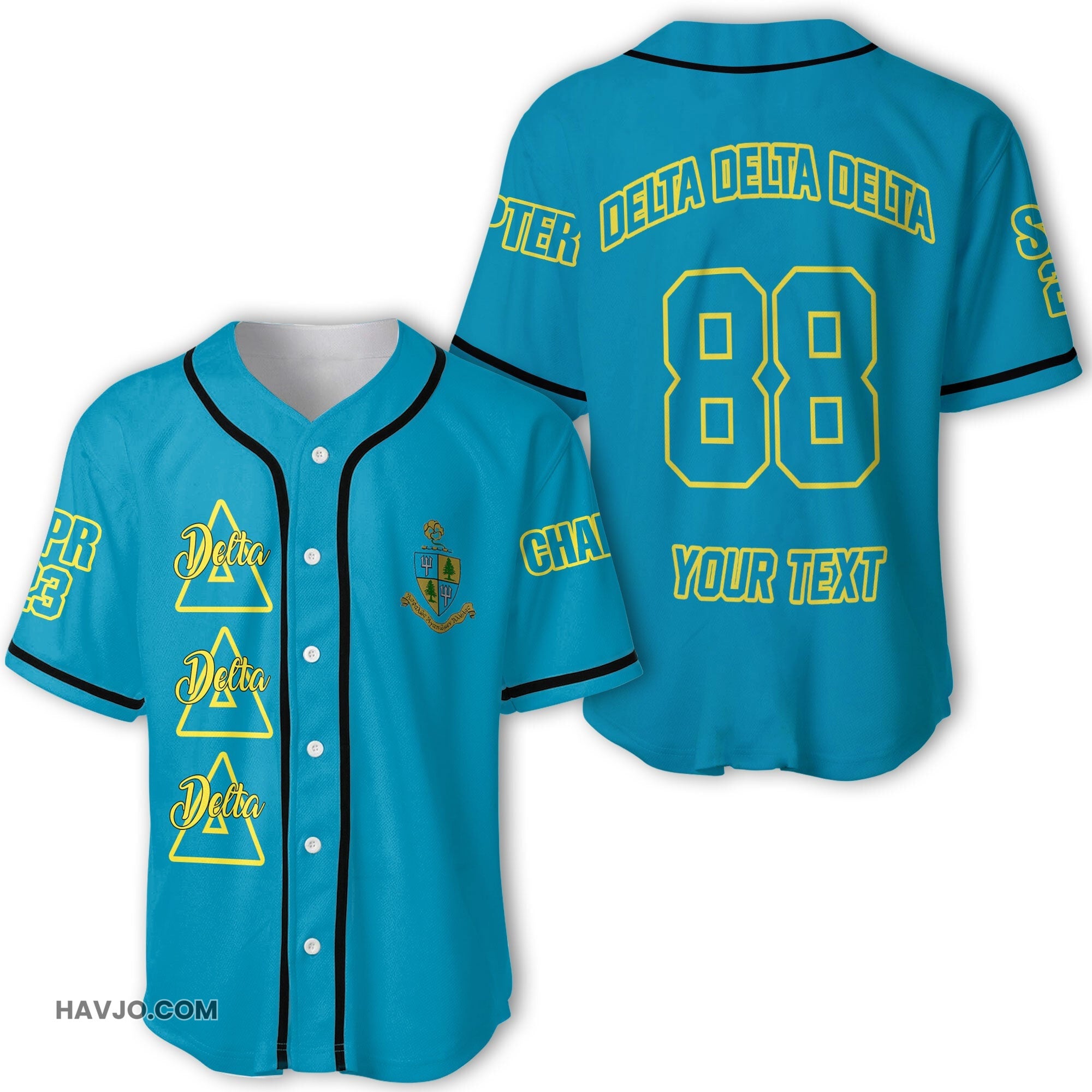 Fraternity Personalized Delta Delta Delta Original Blue Style Baseball Jersey