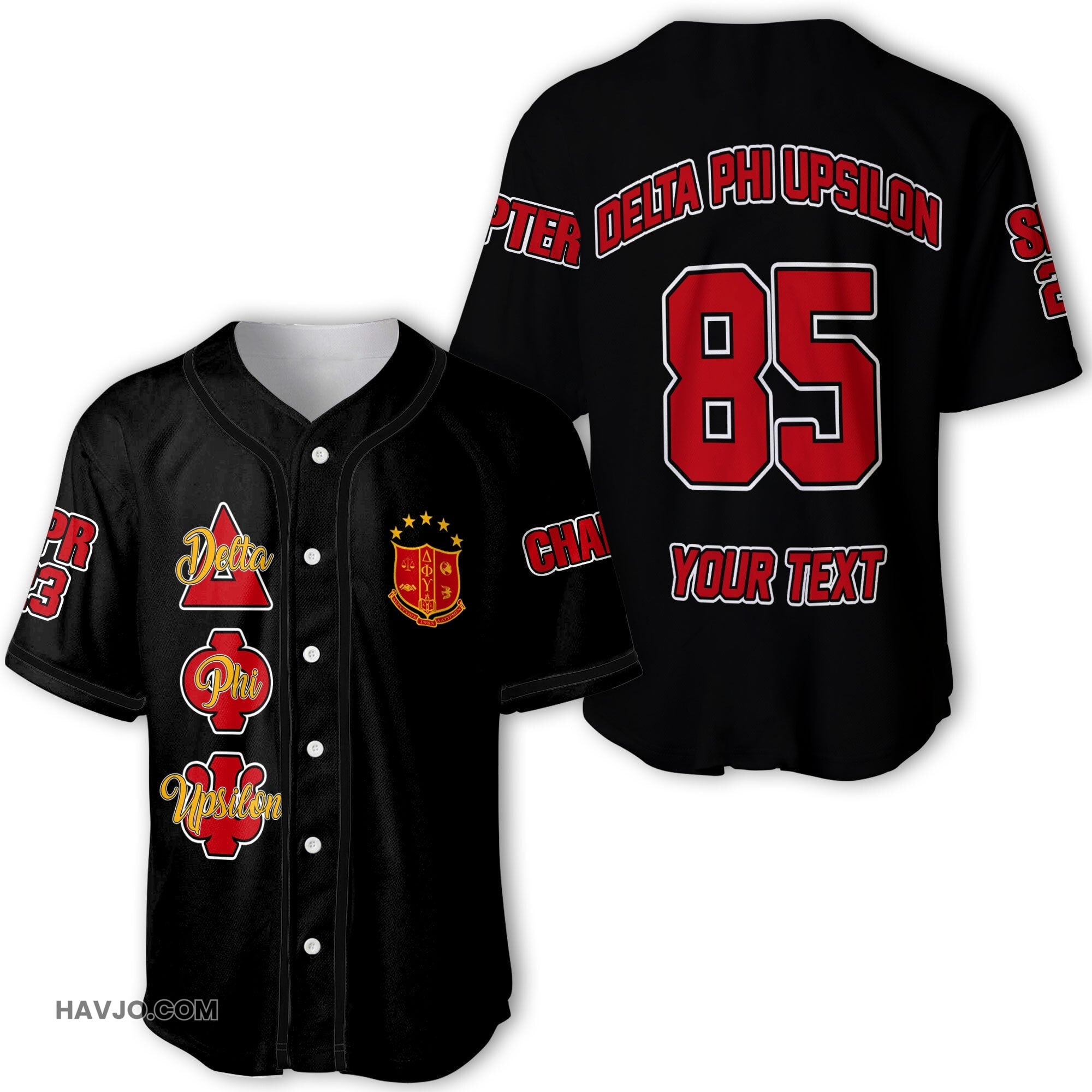 Fraternity Personalized Delta Phi Upsilon Original Dark Style Baseball Jersey