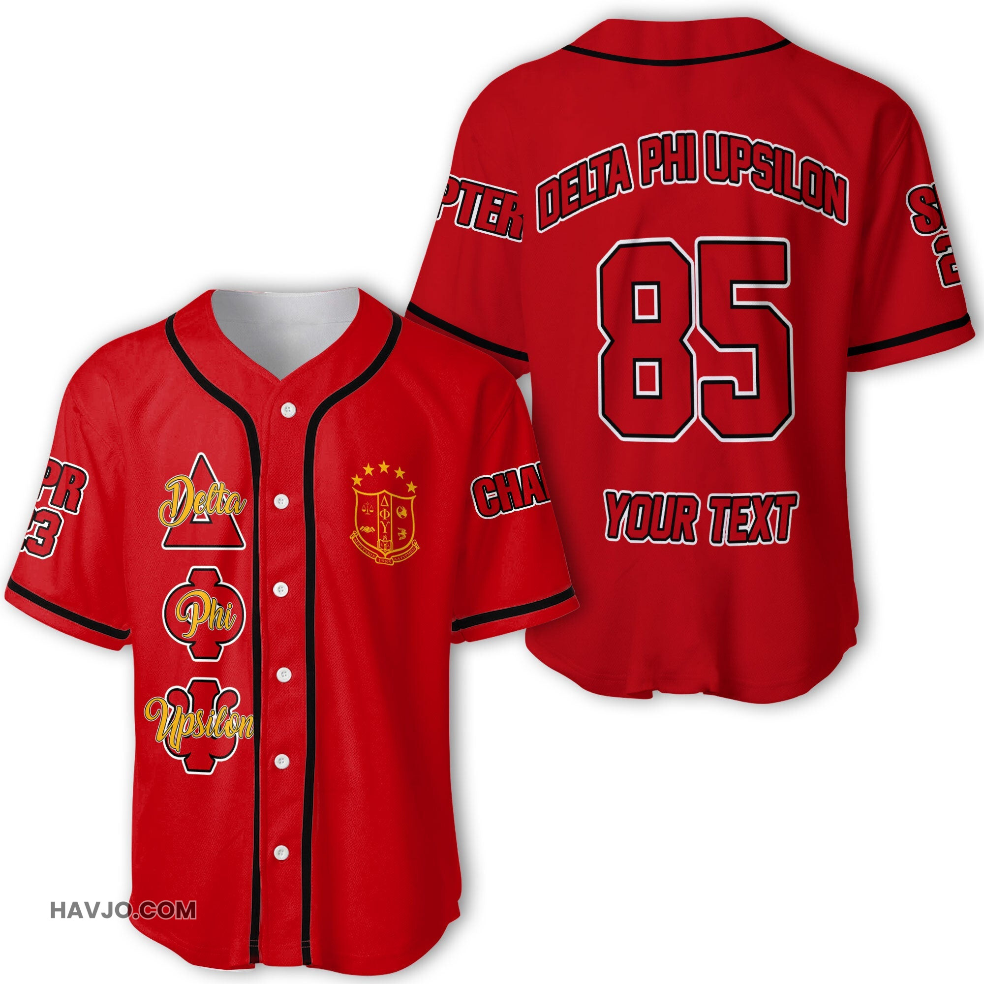 Fraternity Personalized Delta Phi Upsilon Original Red Style Baseball Jersey