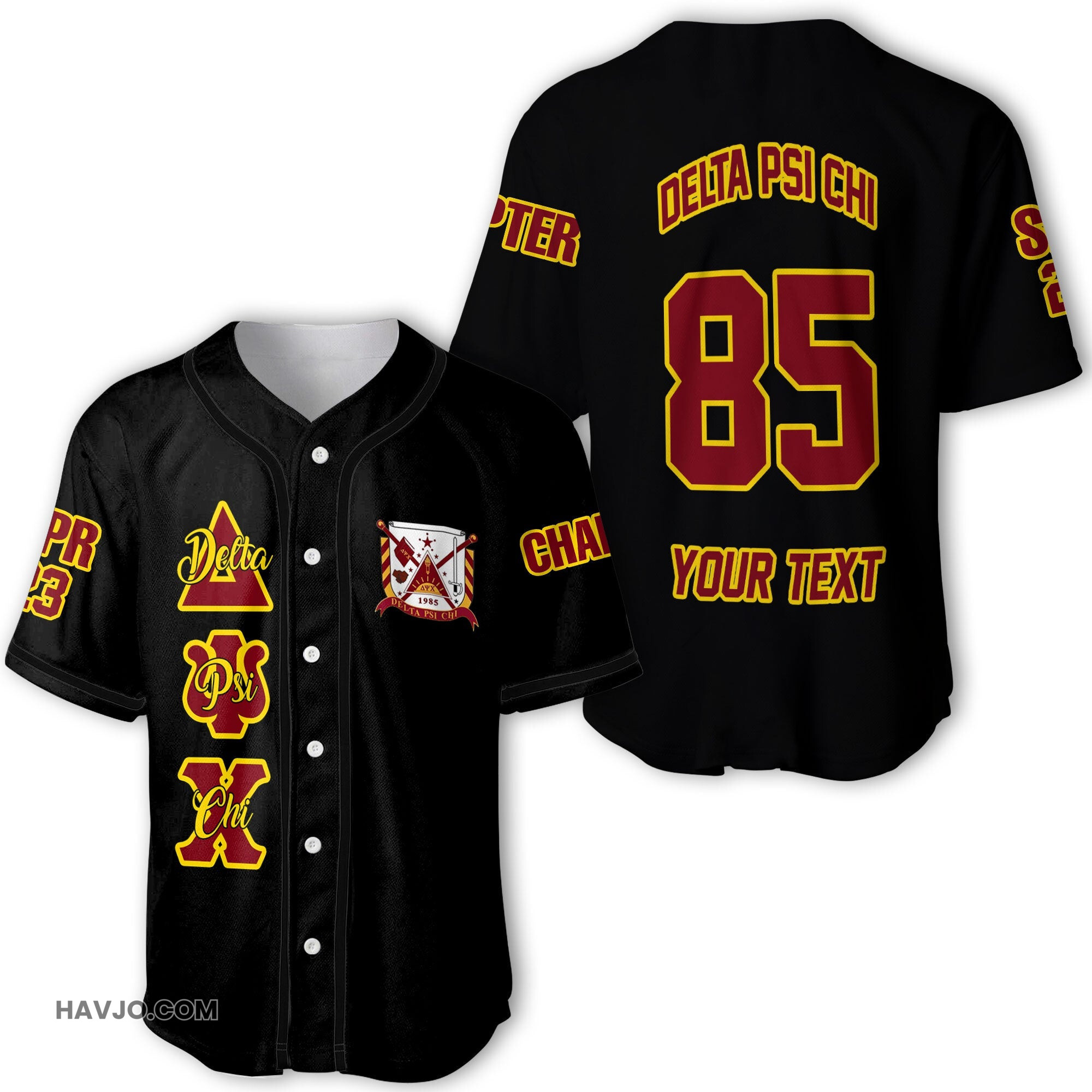 Fraternity Personalized Delta Psi Chi Original Dark Style Baseball Jersey