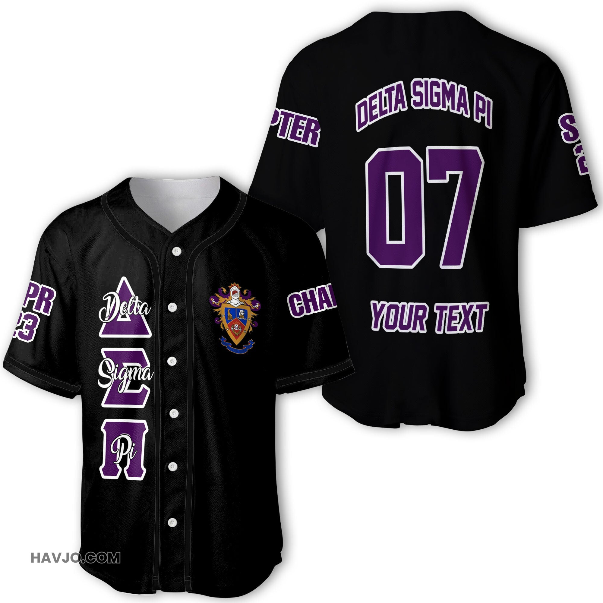 Fraternity Personalized Delta Sigma Pi Original Dark Style Baseball Jersey