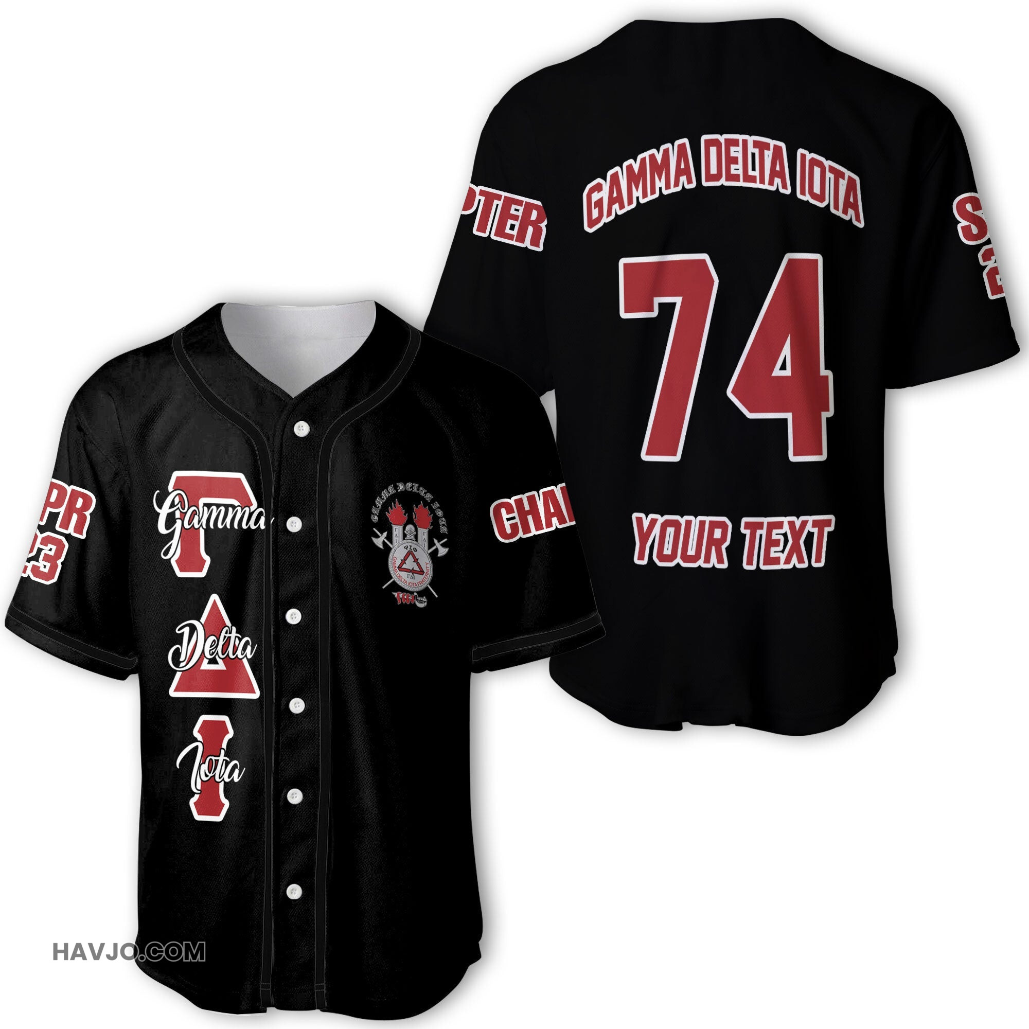 Fraternity Personalized Gamma Delta Iota Original Dark Style Baseball Jersey