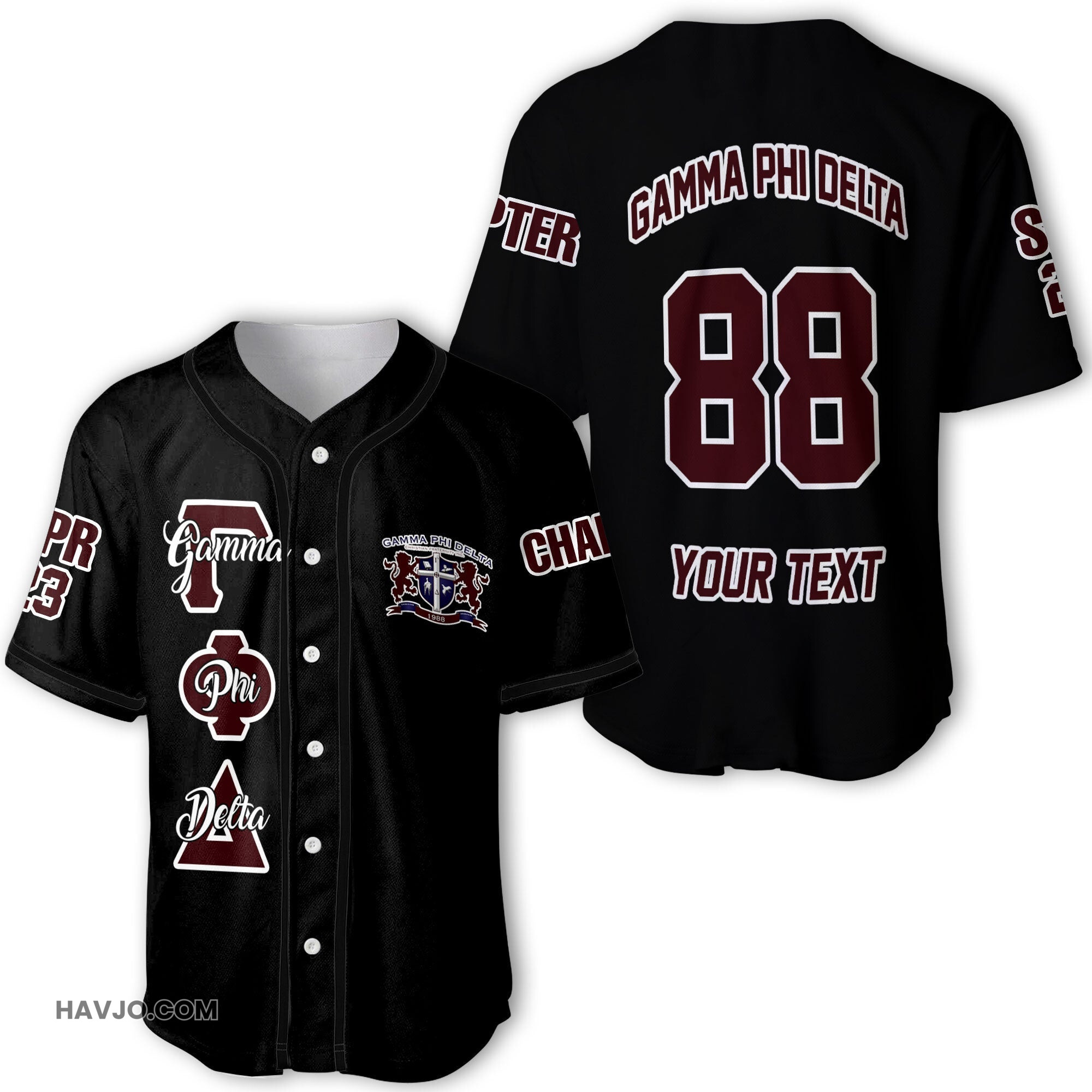 Fraternity Personalized Gamma Phi Delta Christian Original Dark Style Baseball Jersey