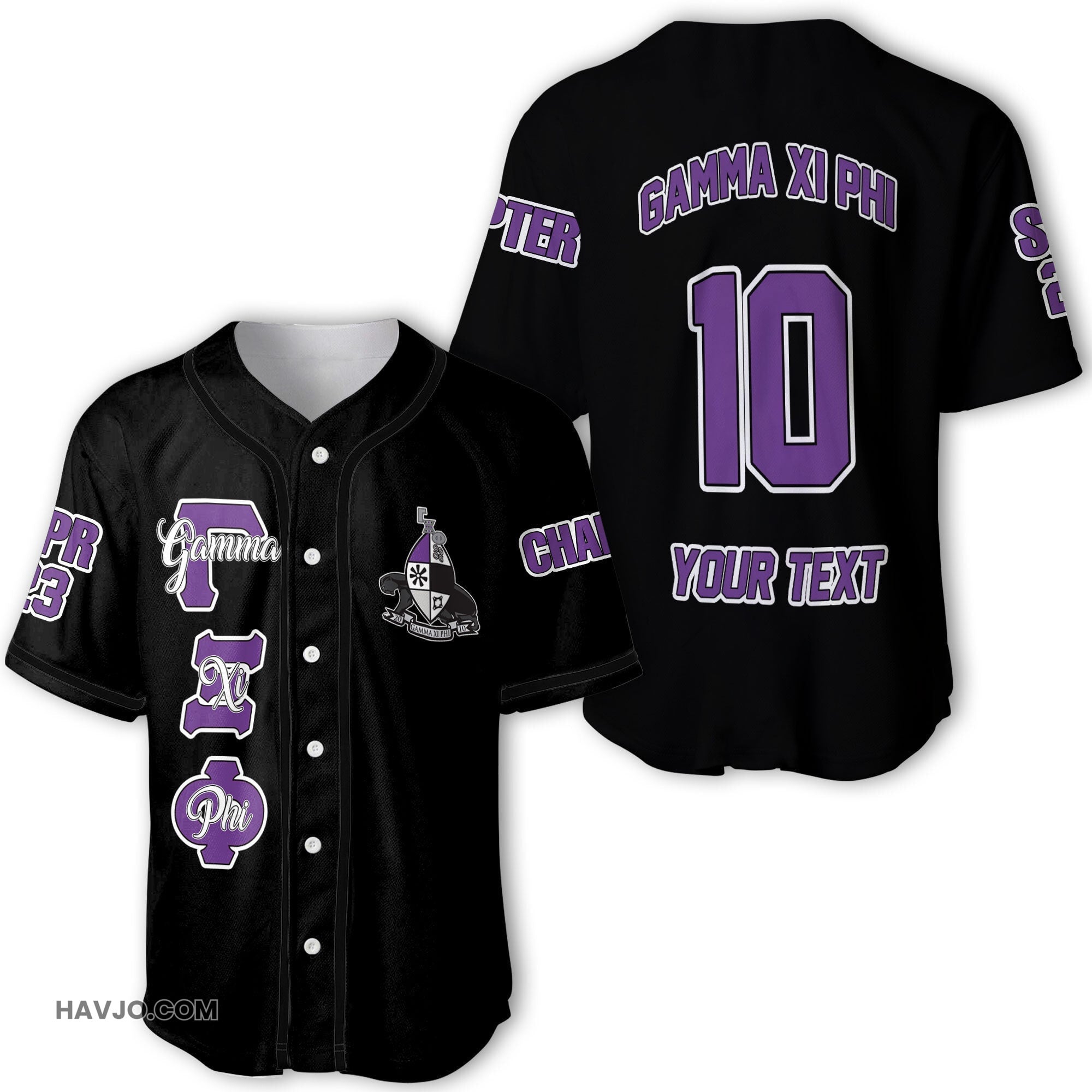 Fraternity Personalized Gamma Xi Phi Original Dark Style Baseball Jersey