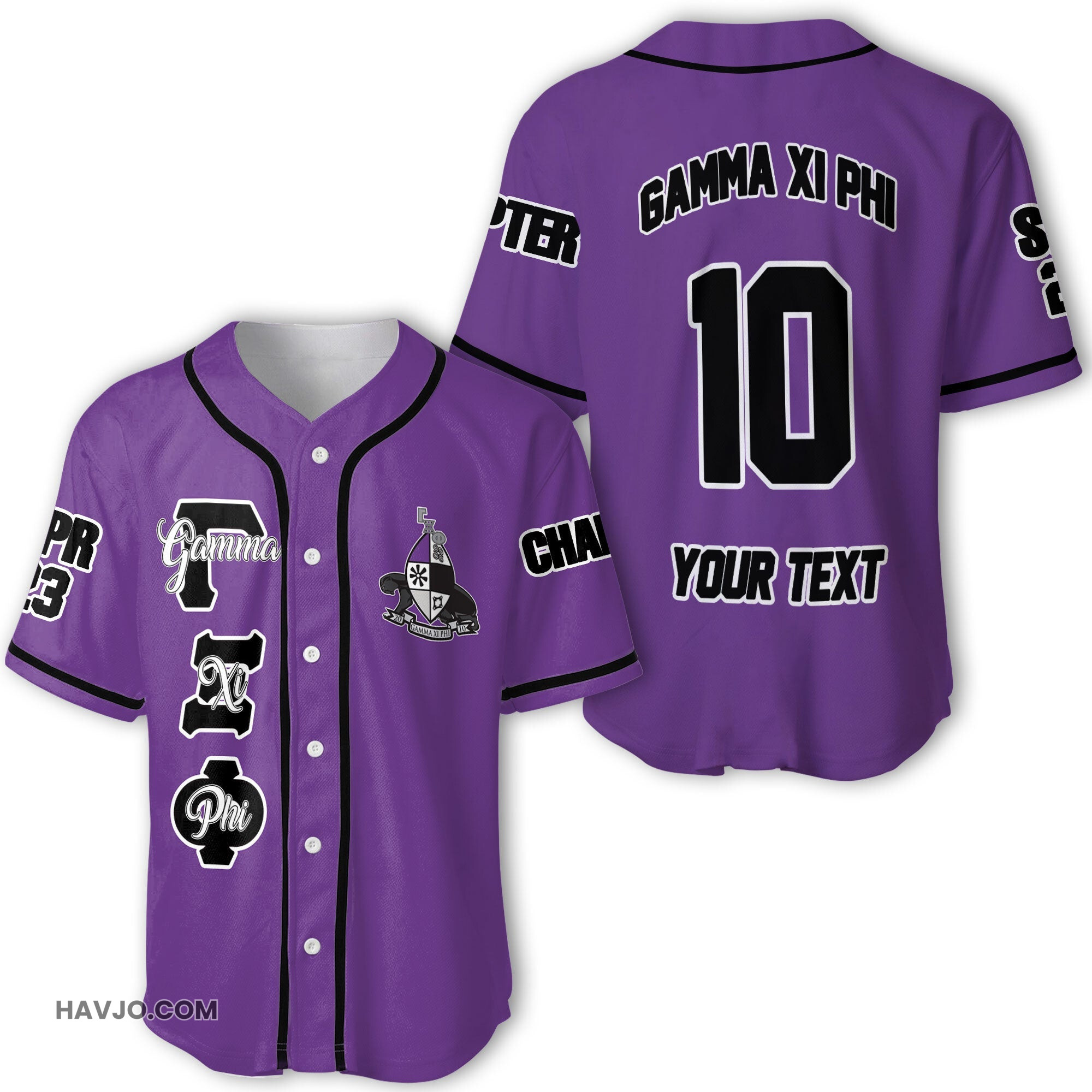 Fraternity Personalized Gamma Xi Phi Original Purple Style Baseball Jersey
