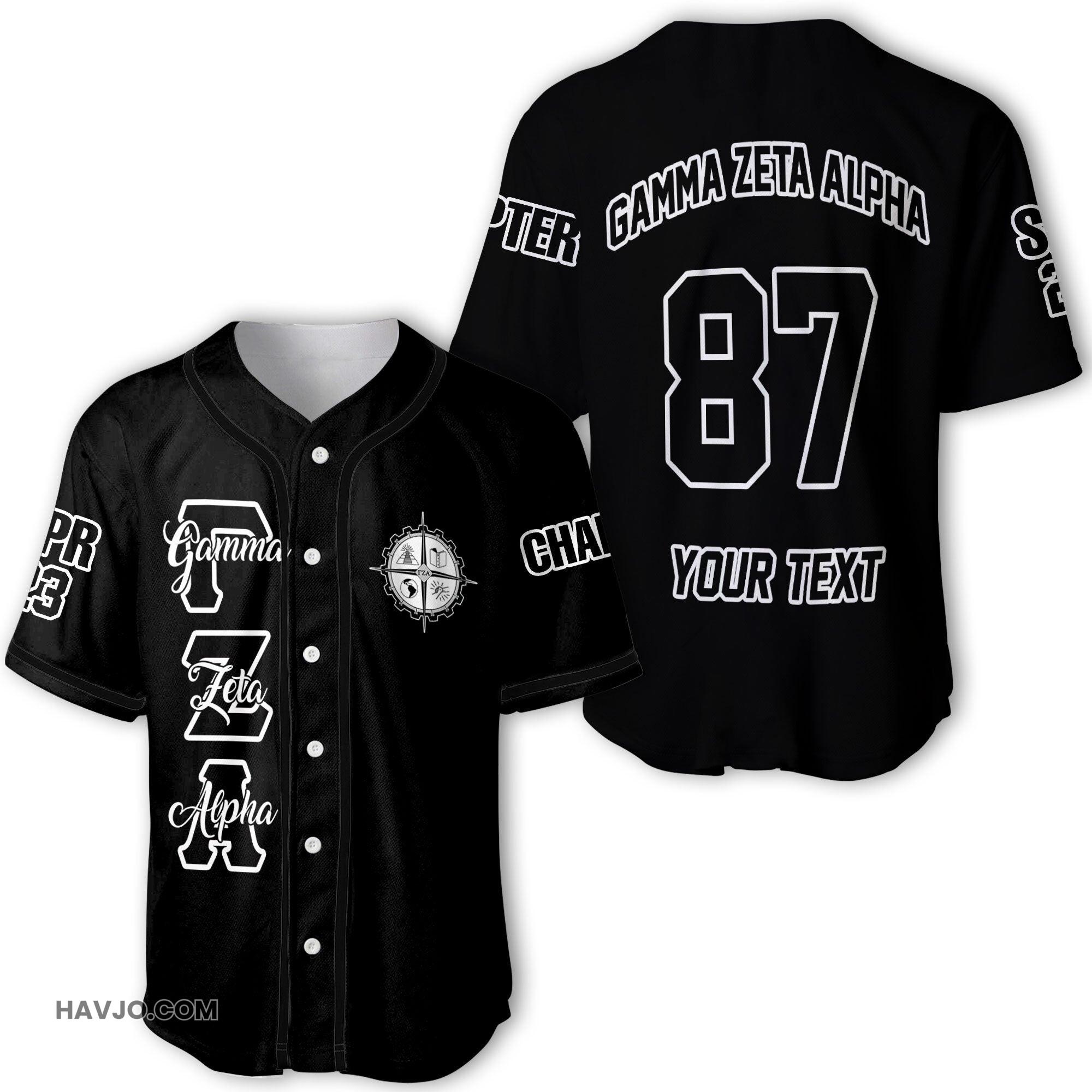 Fraternity Personalized Gamma Zeta Alpha Original Dark Style Baseball Jersey