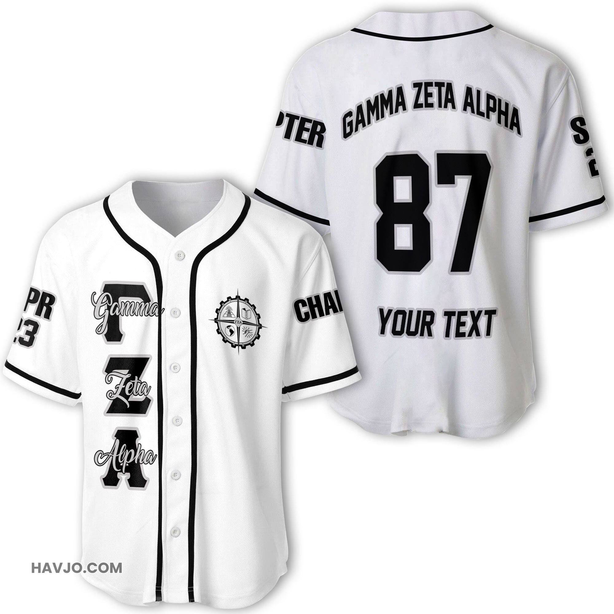 Fraternity Personalized Gamma Zeta Alpha Original White Style Baseball Jersey