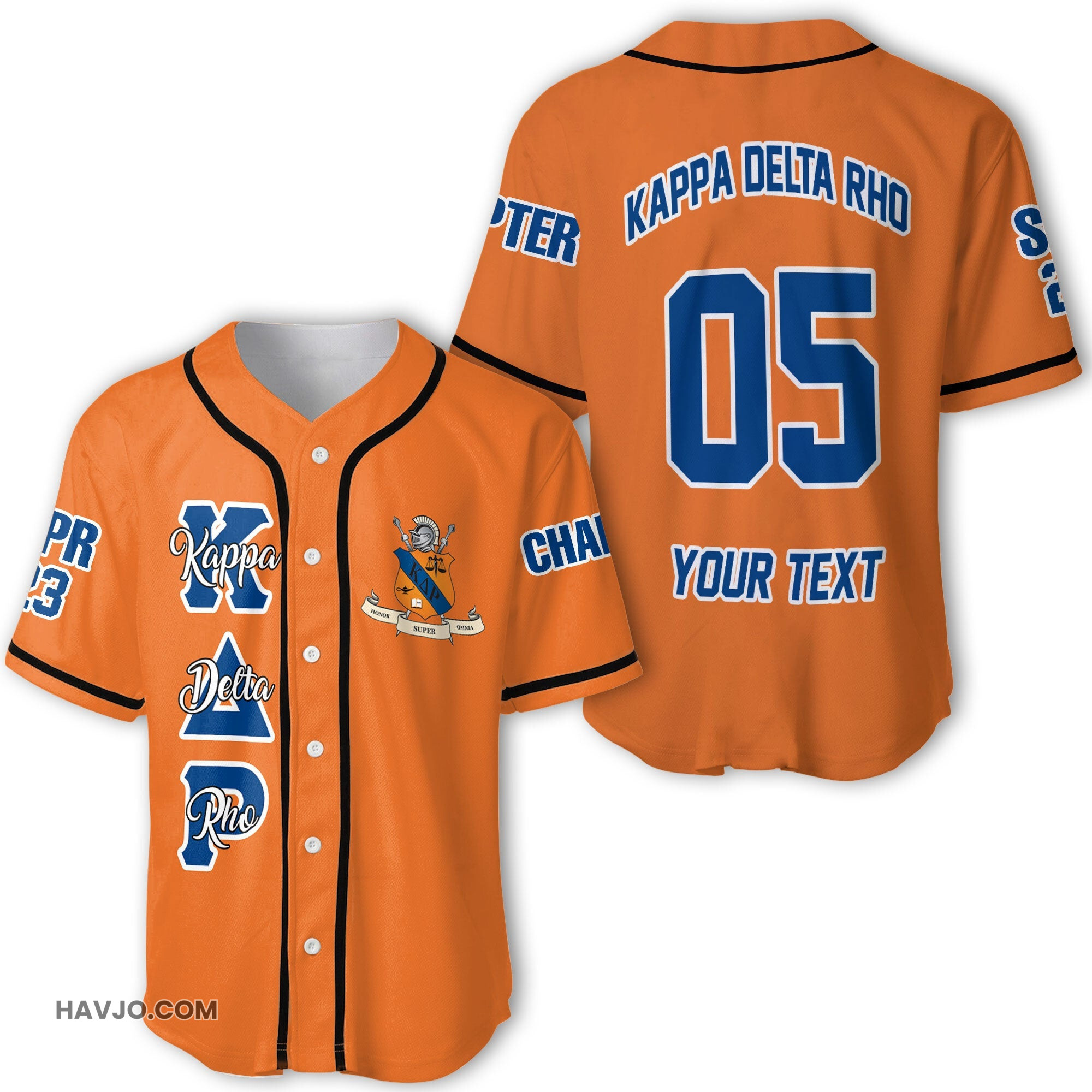 Fraternity Personalized Kappa Delta Rho Original Orange Style Baseball Jersey