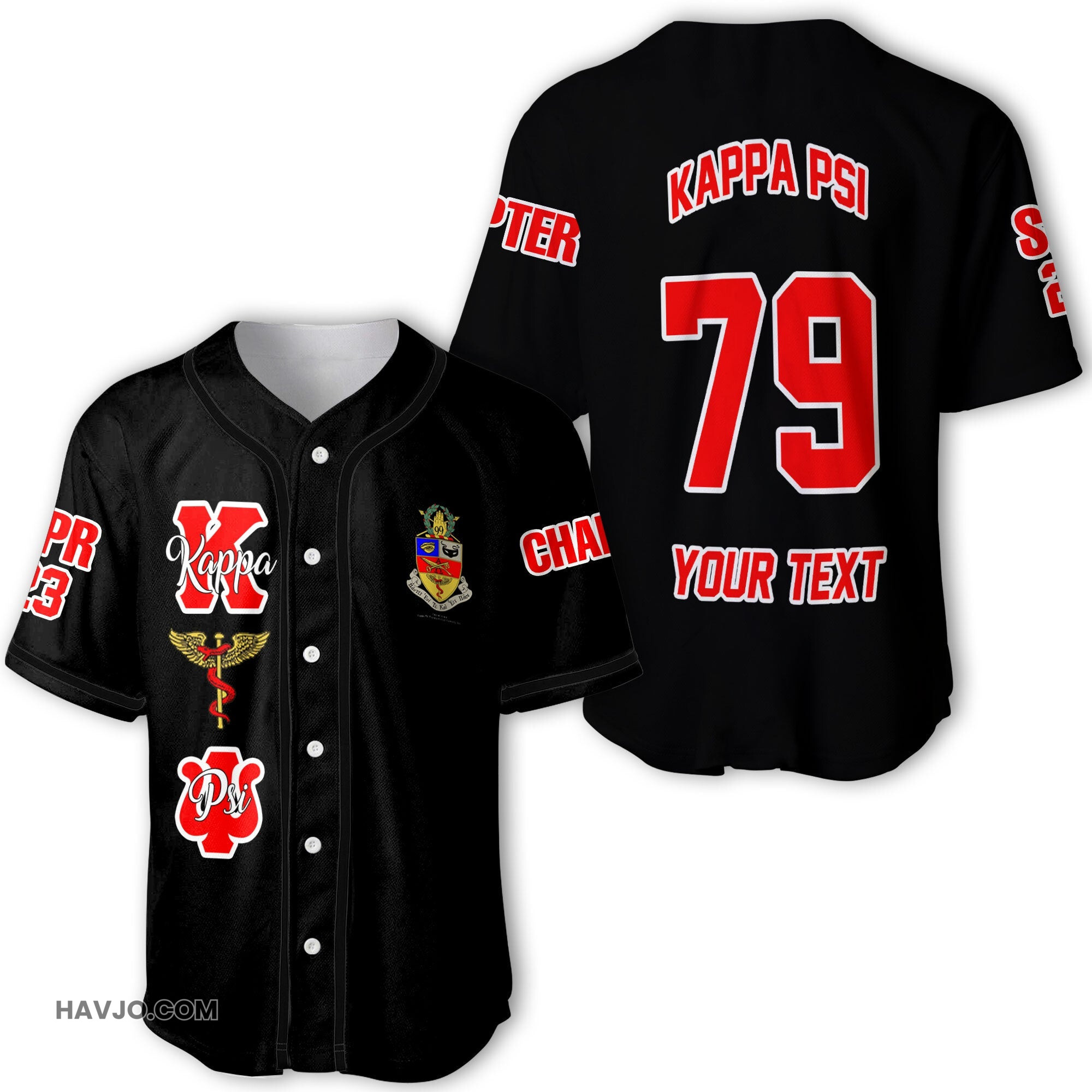 Fraternity Personalized Kappa Psi Original Dark Style Baseball Jersey