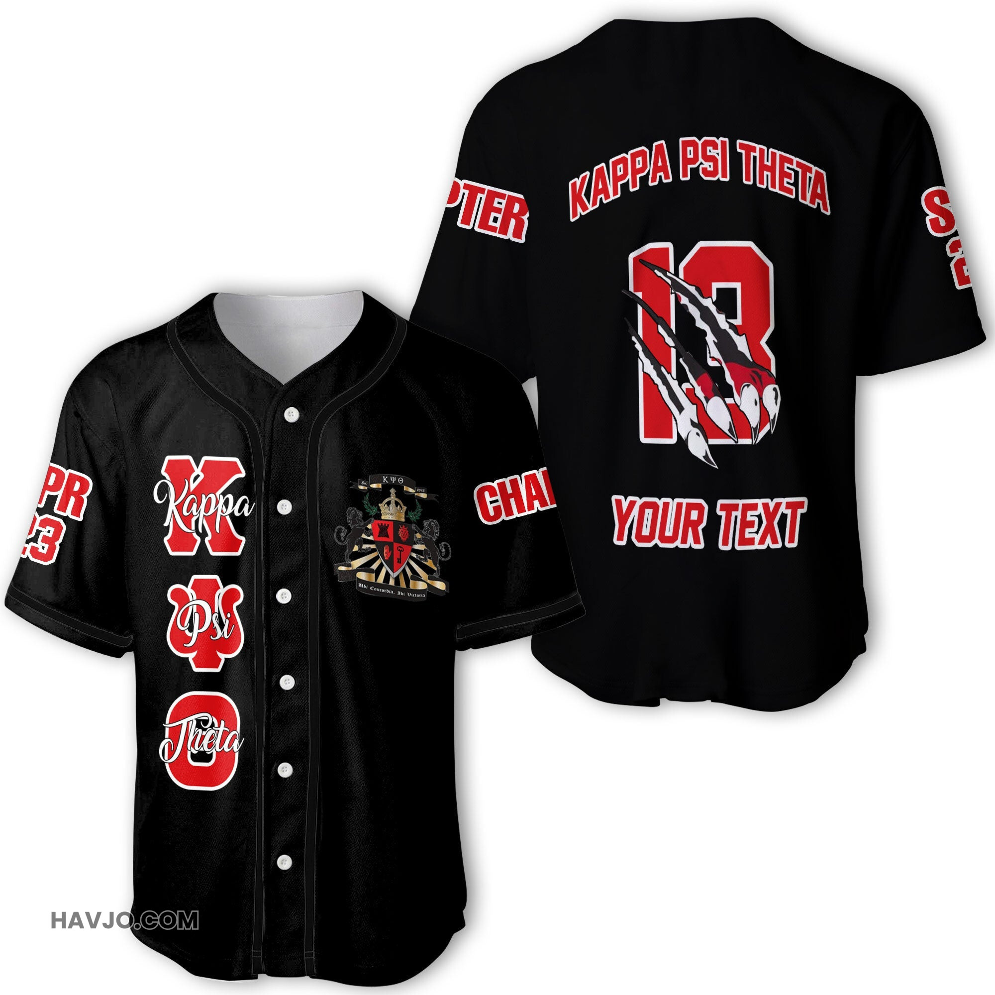 Fraternity Personalized Kappa Psi Theta Original Lion Claws Style Baseball Jersey