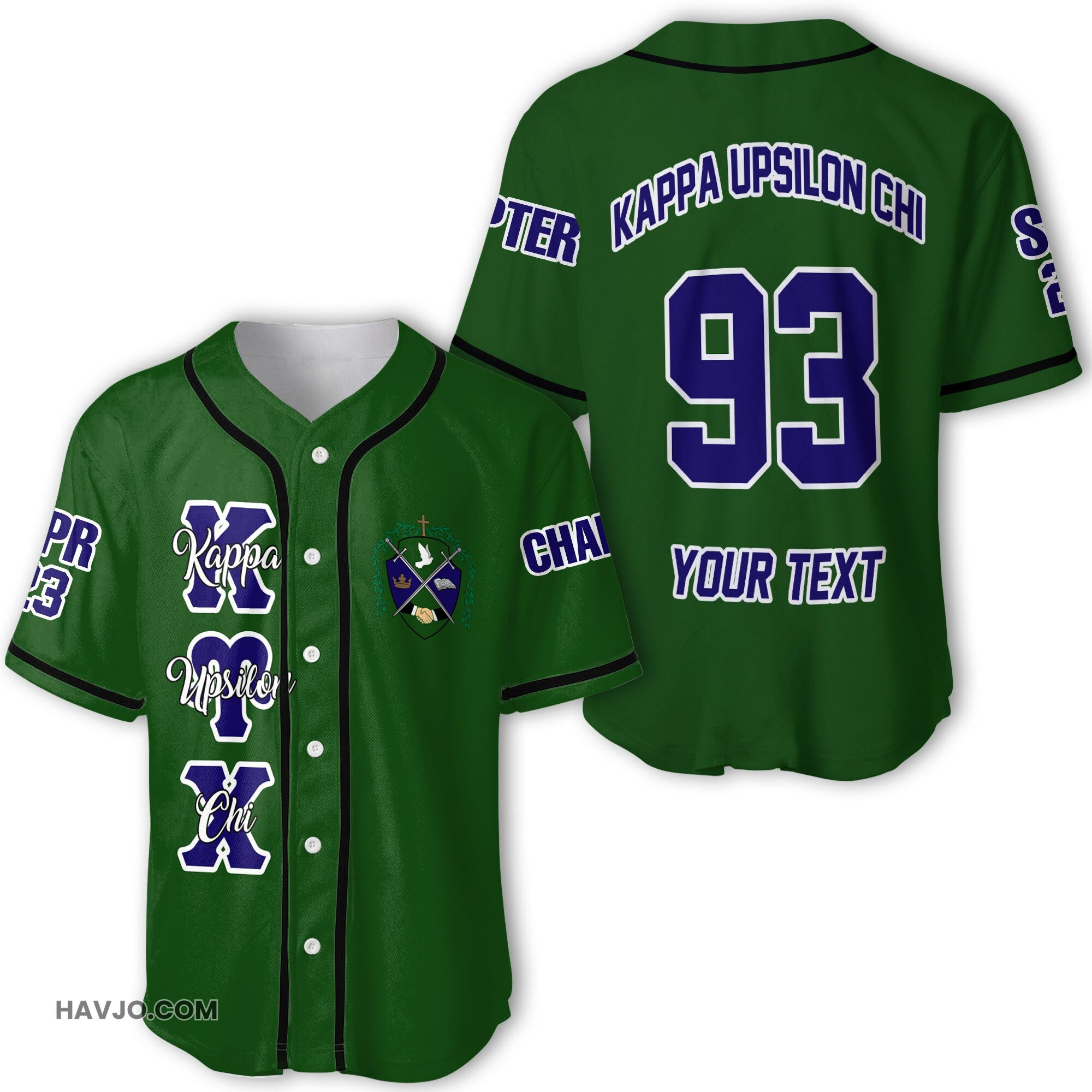 Fraternity Personalized Kappa Upsilon Chi Original Green Style Baseball Jersey