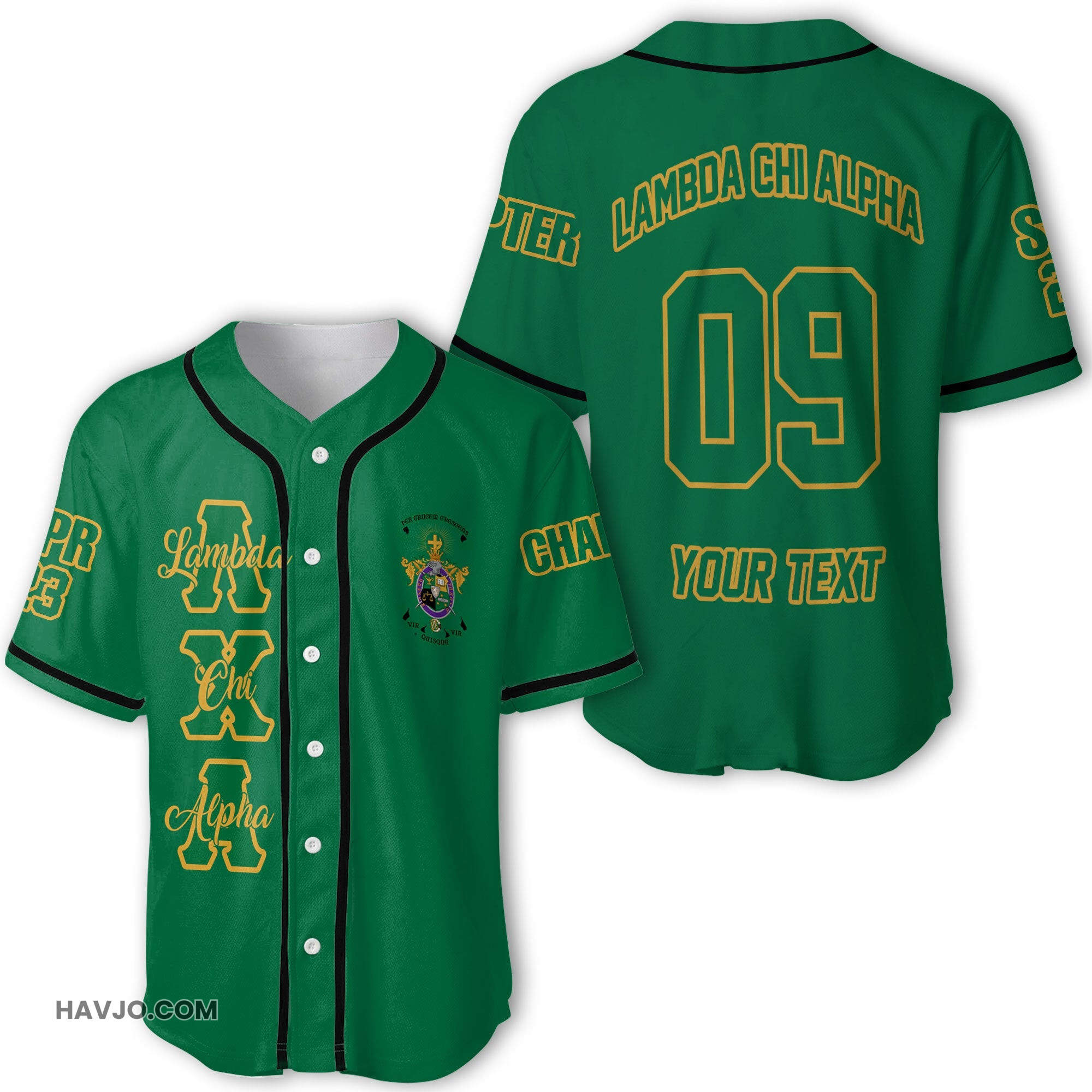 Fraternity Personalized Lambda Chi Alpha Original Green Style Baseball Jersey