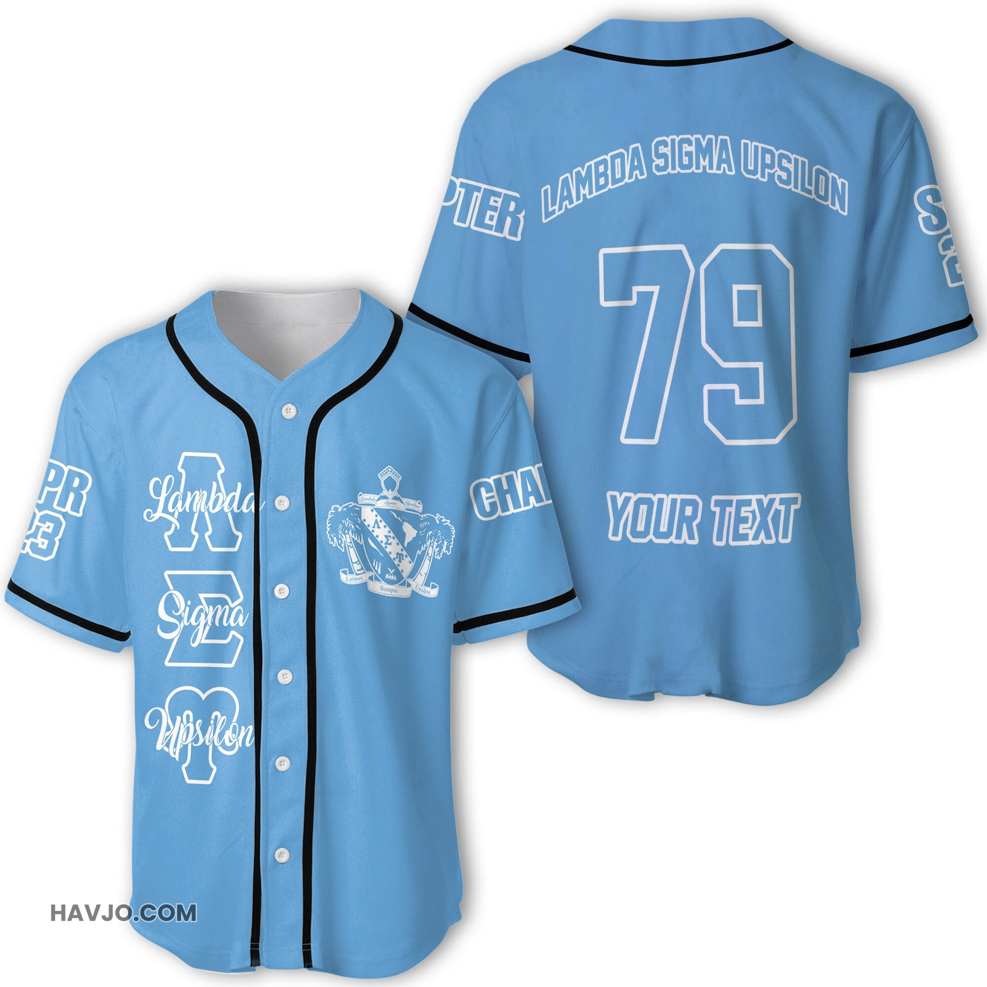 Fraternity Personalized Lambda Sigma Upsilon Original Baby Blue Style Baseball Jersey