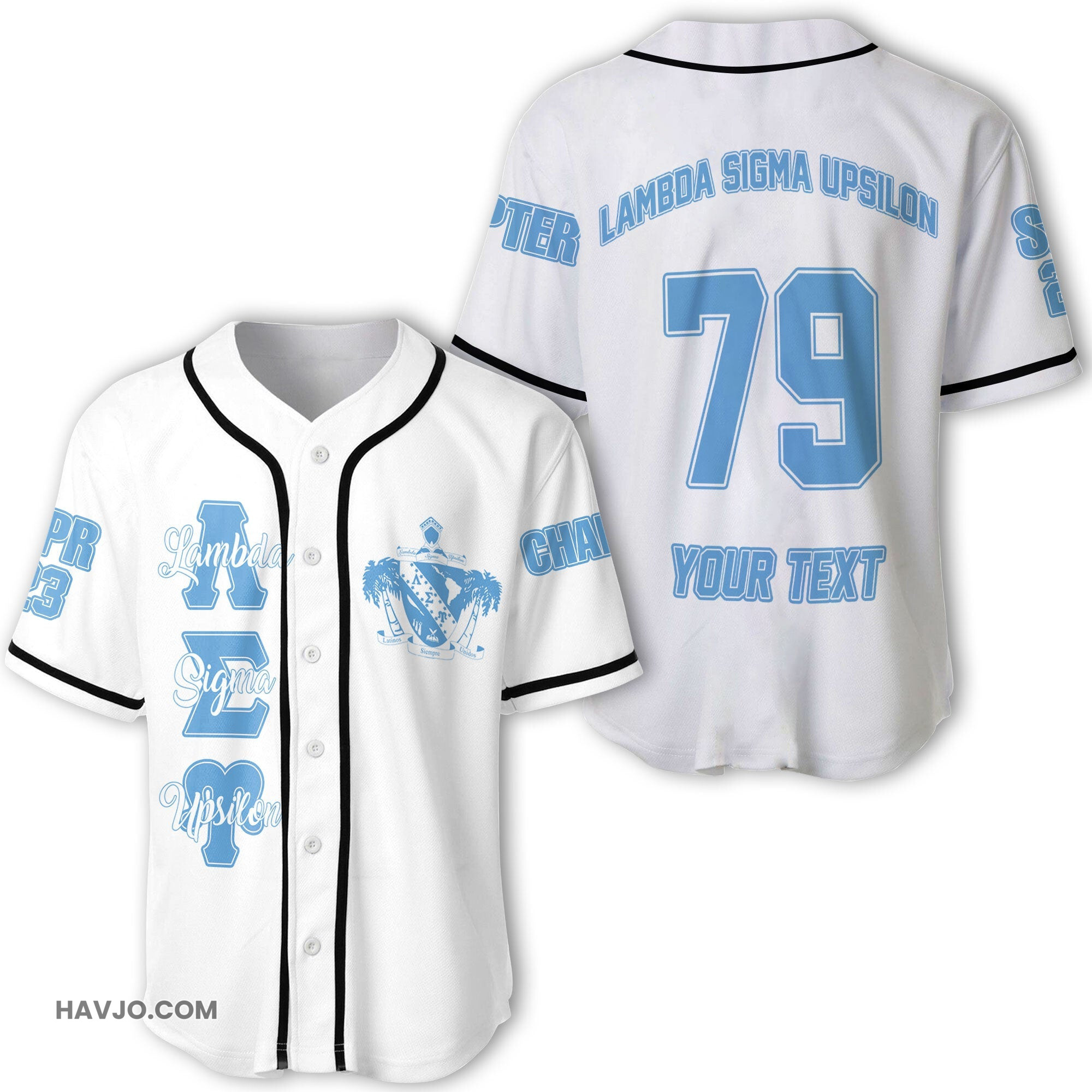 Fraternity Personalized Lambda Sigma Upsilon Original White Style Baseball Jersey