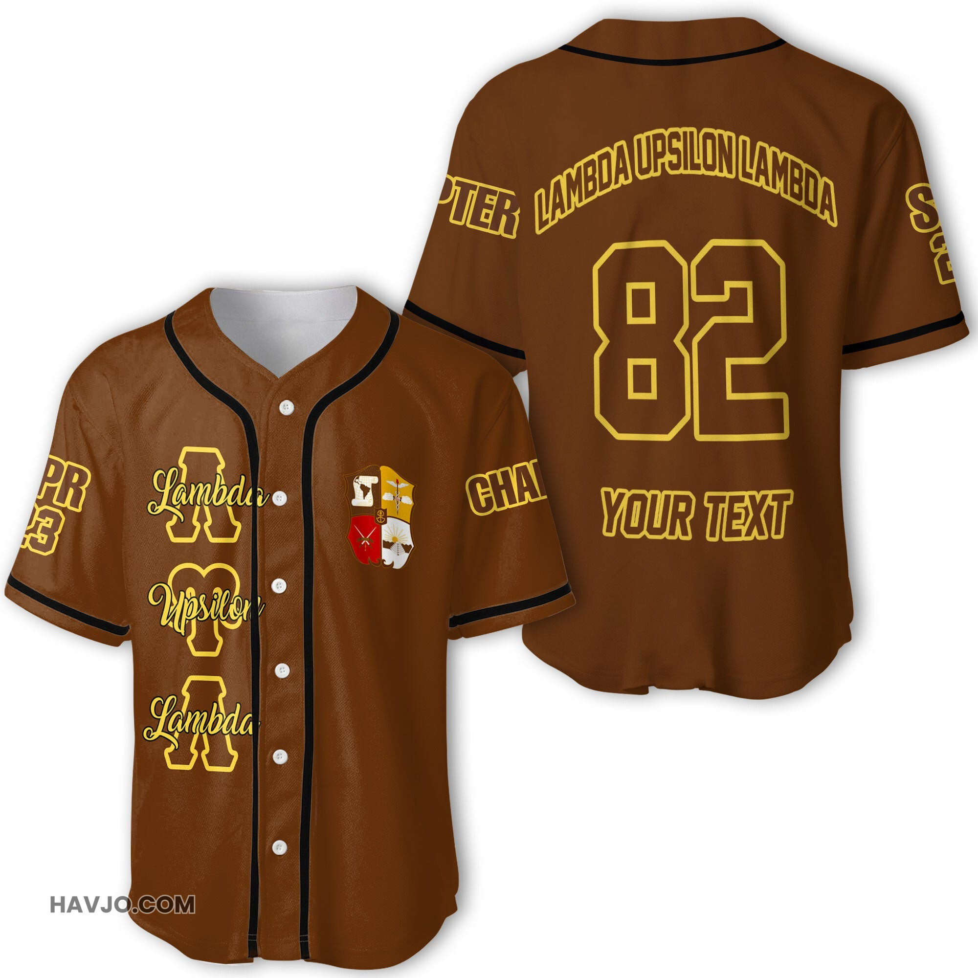 Fraternity Personalized Lambda Upsilon Lambda Original Brown Style Baseball Jersey