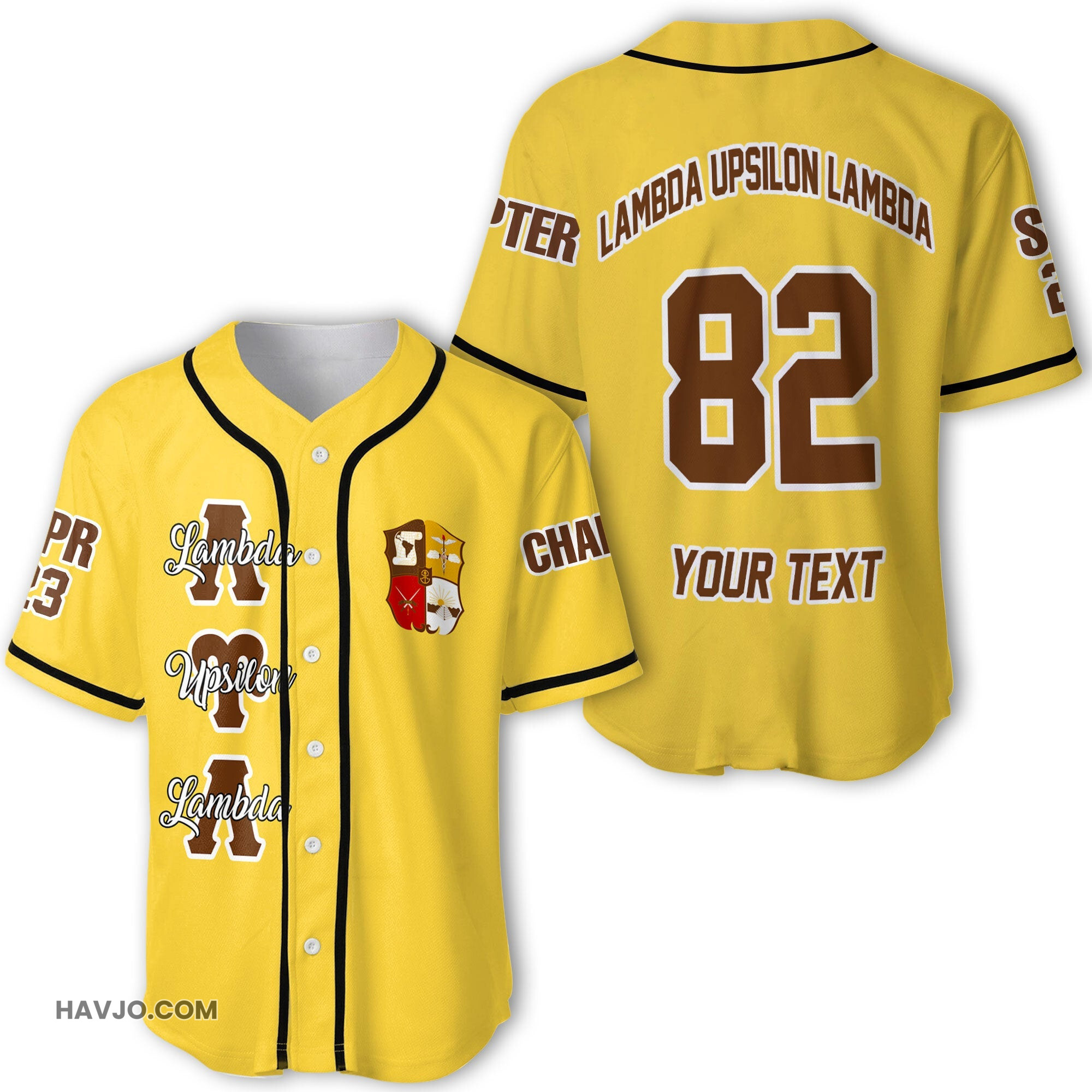 Fraternity Personalized Lambda Upsilon Lambda Original Gold Style Baseball Jersey