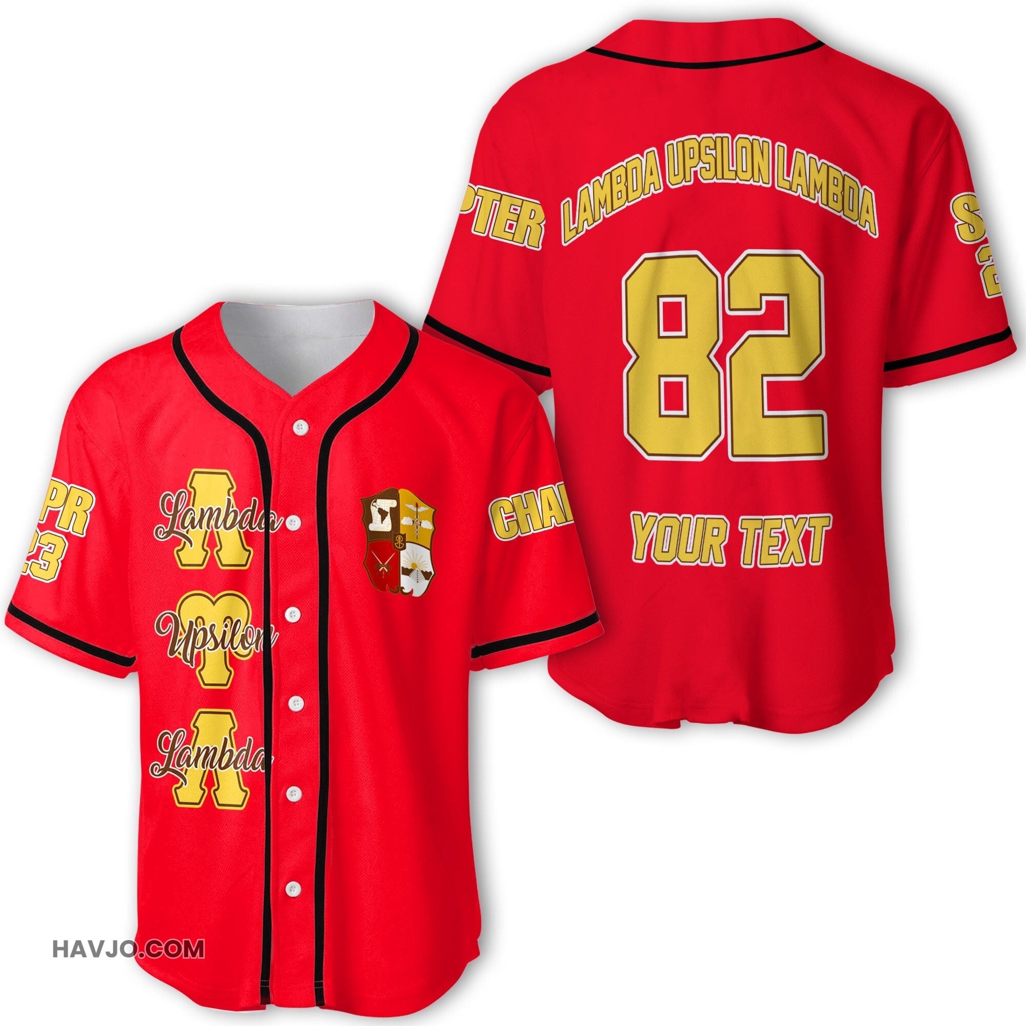 Fraternity Personalized Lambda Upsilon Lambda Original Red Style Baseball Jersey