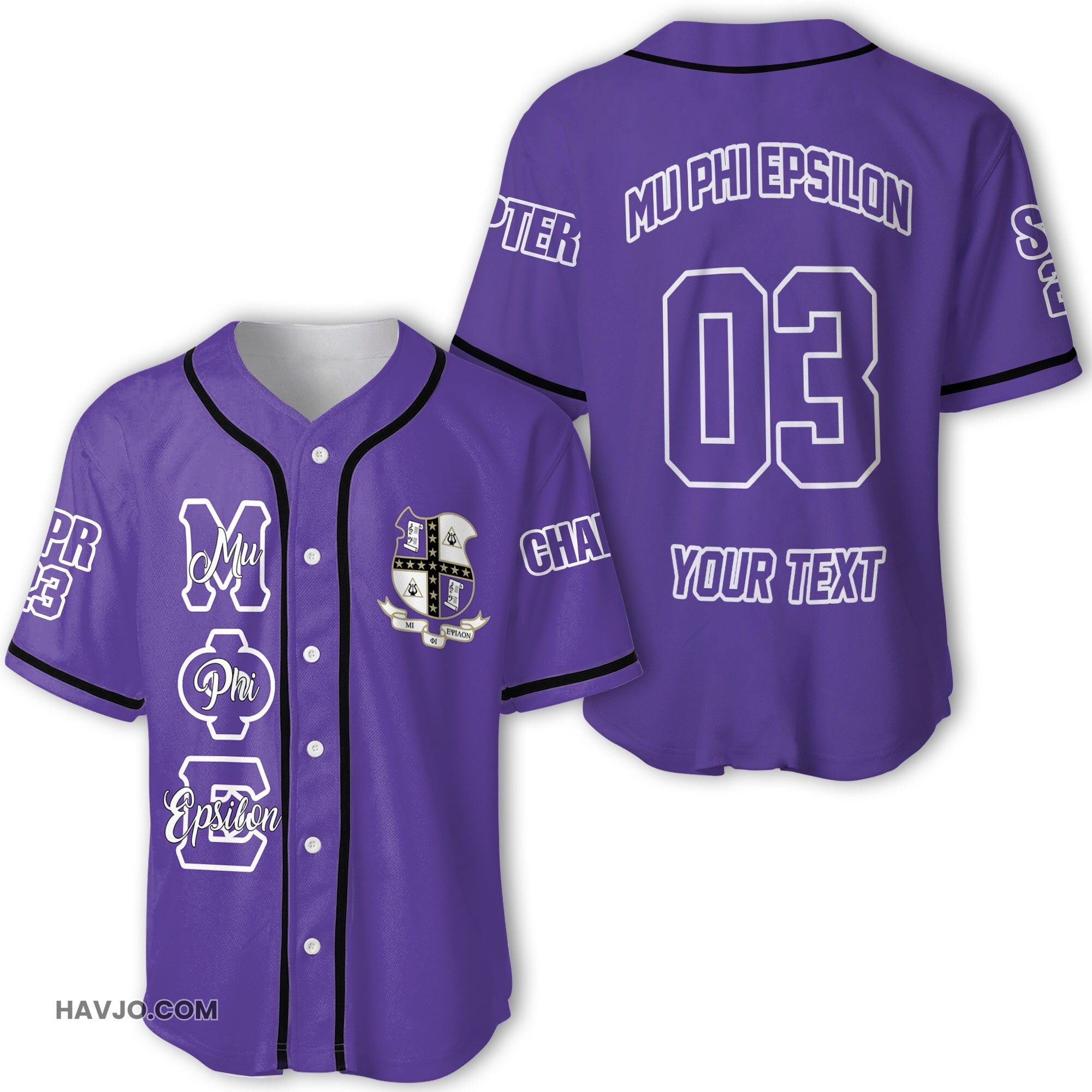 Fraternity Personalized Mu Phi Epsilon Original Purple Style Baseball Jersey