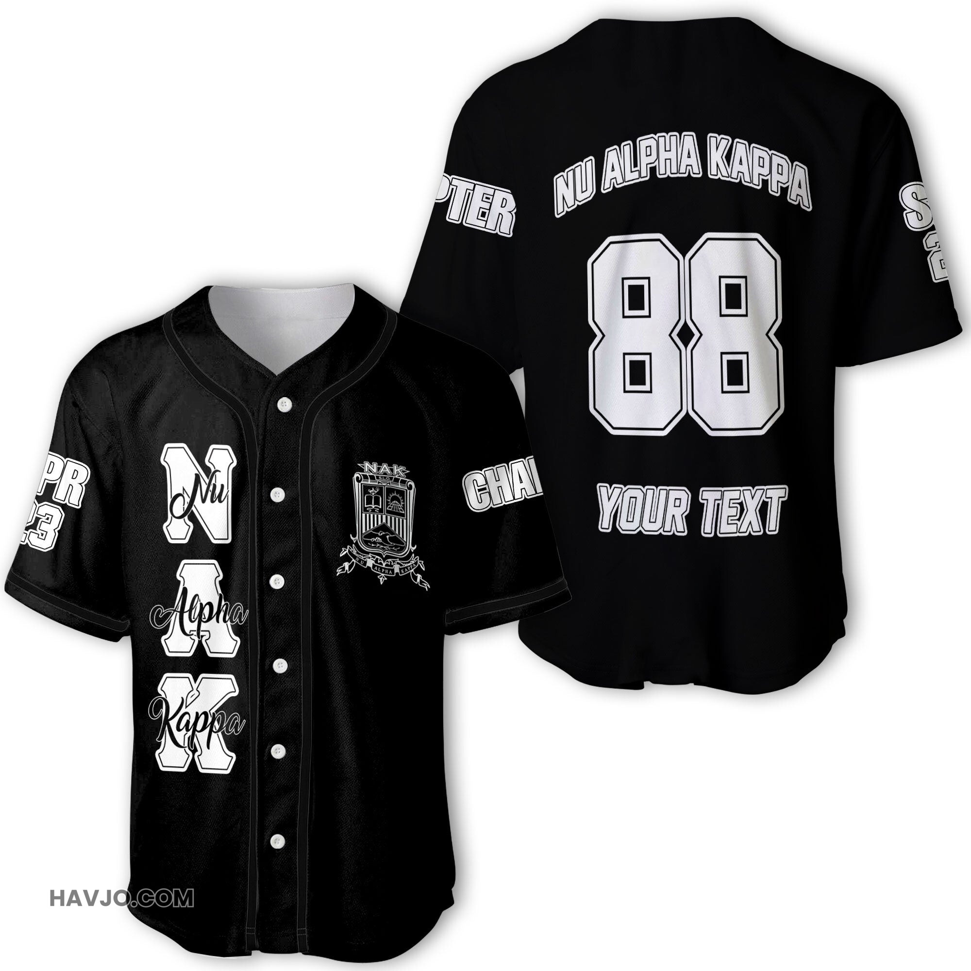 Fraternity Personalized Nu Alpha Kappa Original Dark Baseball Jersey