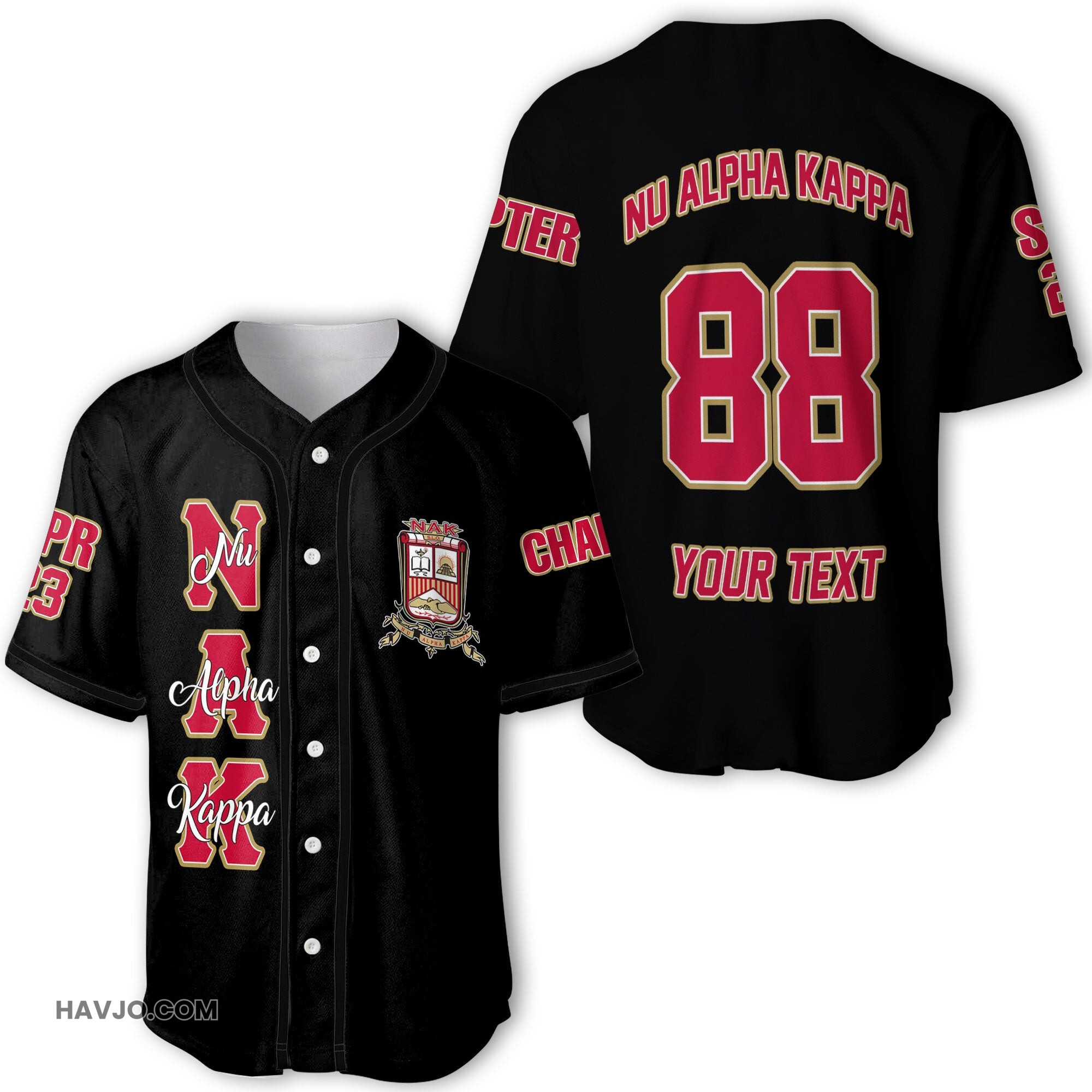Fraternity Personalized Nu Alpha Kappa Original Dark Style Baseball Jersey