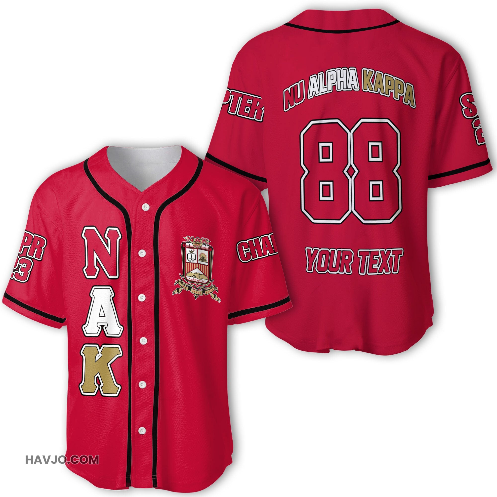 Fraternity Personalized Nu Alpha Kappa Original Red Baseball Jersey