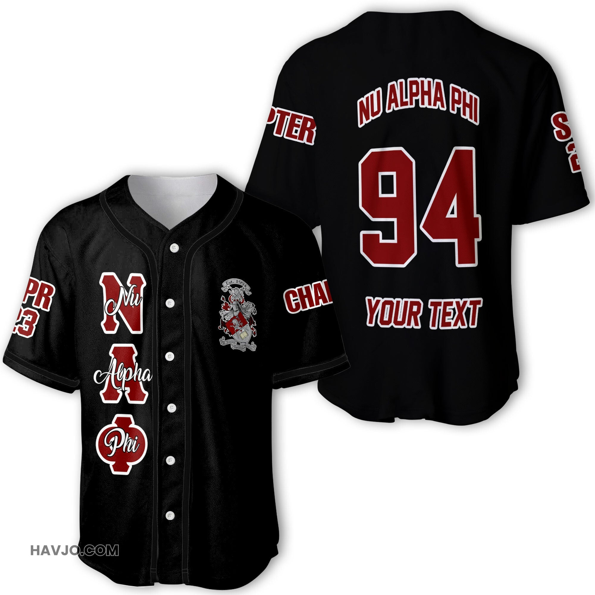 Fraternity Personalized Nu Alpha Phi Original Dark Style Baseball Jersey